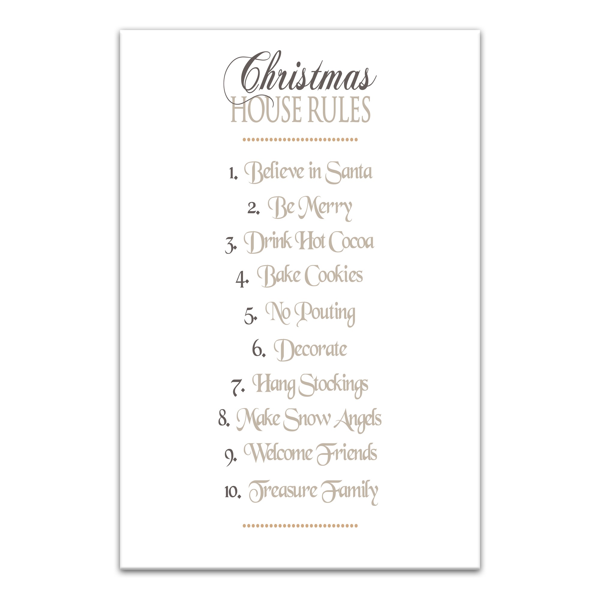 Christmas House Rules 24x36 Canvas Wall Art