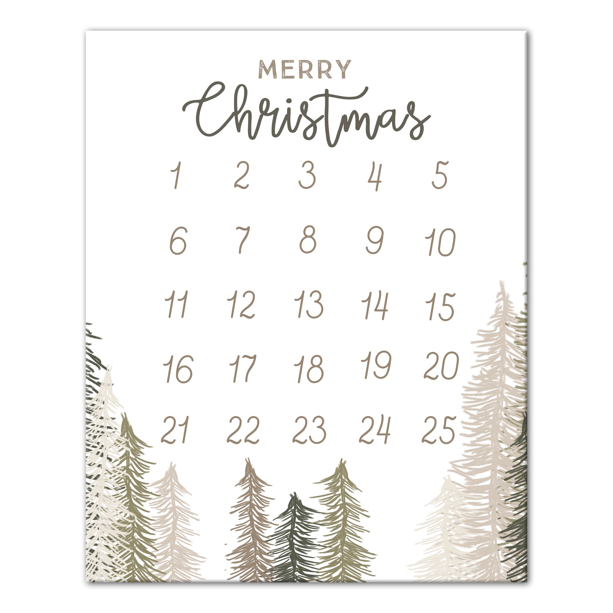 Christmas Trees Countdown 16x20 Canvas Wall Art
