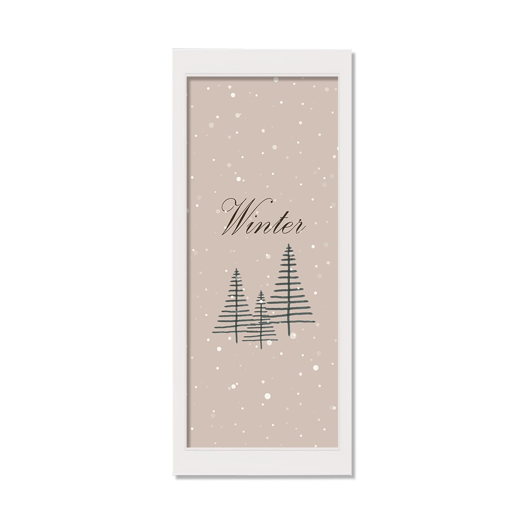 Christmas Tree Snow 12x36 White Framed Print Under Glass
