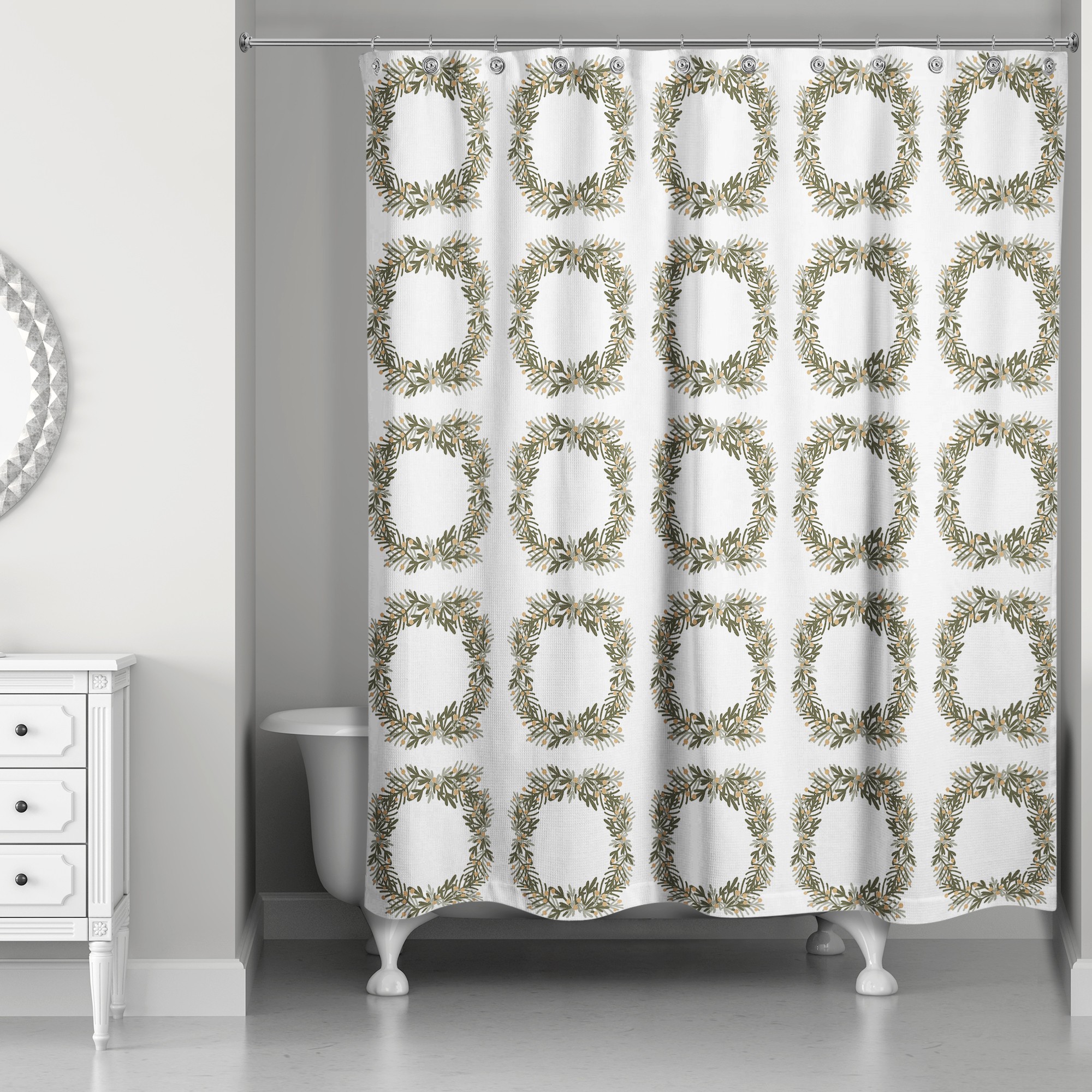 Wreath Greenery 71x74 Shower Curtain