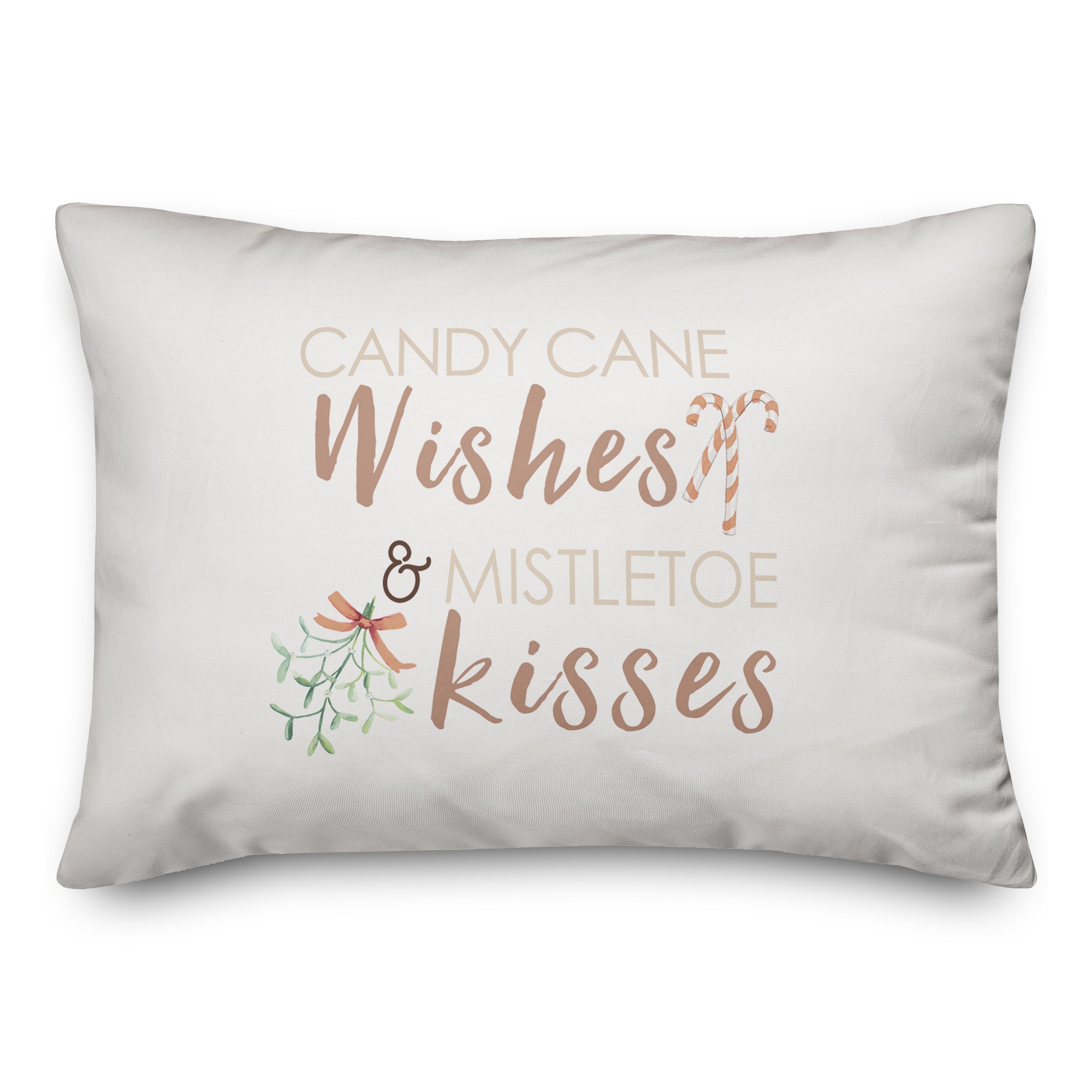 Candycane Wishes Kisses 14x20 Spun Poly Pillow