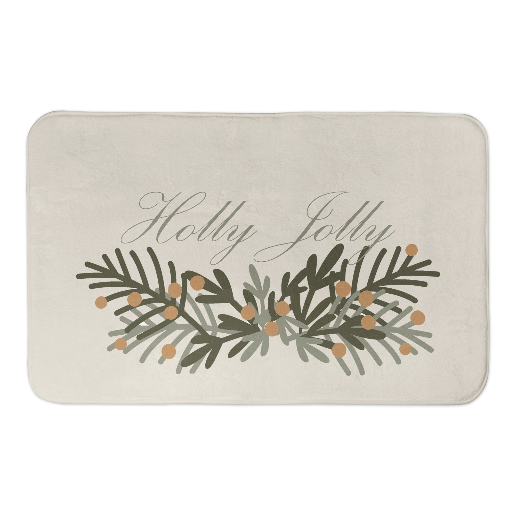 Holly Jolly Greenery 34x21 Bath Mat