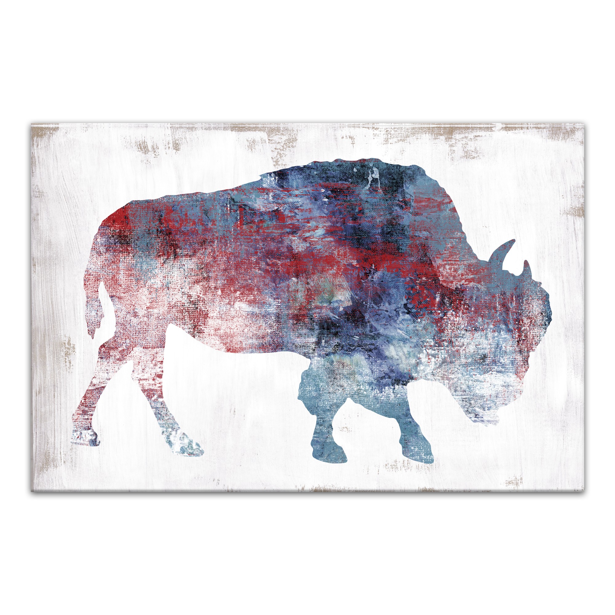 Patriotic Painted Buffalo 36x24 Canvas Wall Art