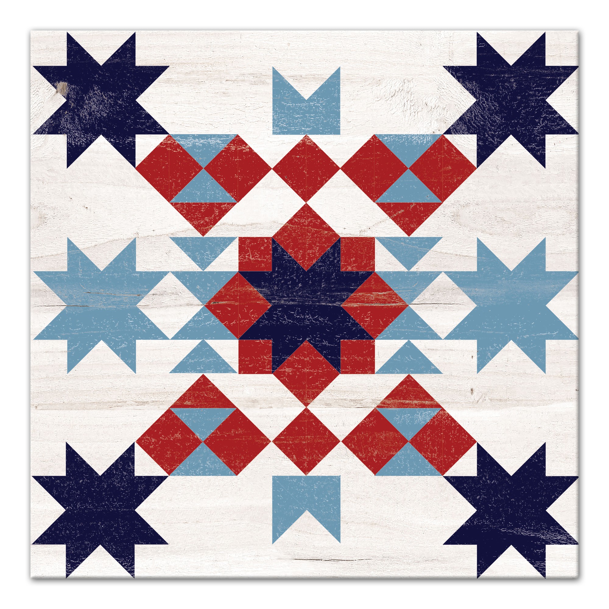 Patriotic Quilt Pattern 20x20 Canvas Wall Art