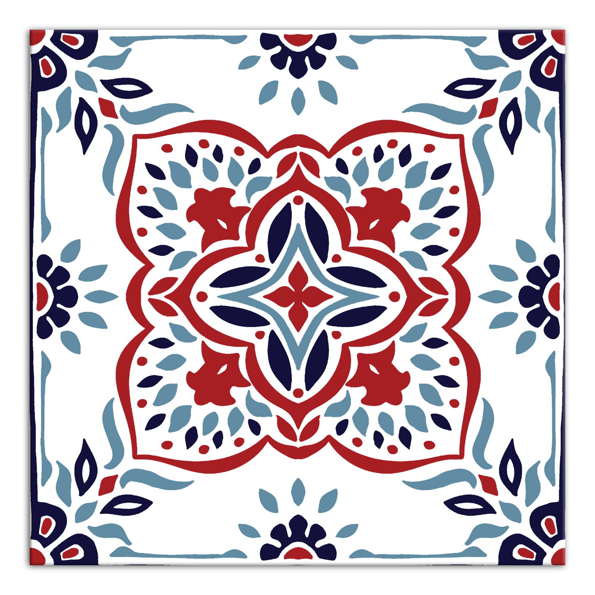 Patriotic Flower Medallion 16x16 Canvas Wall Art