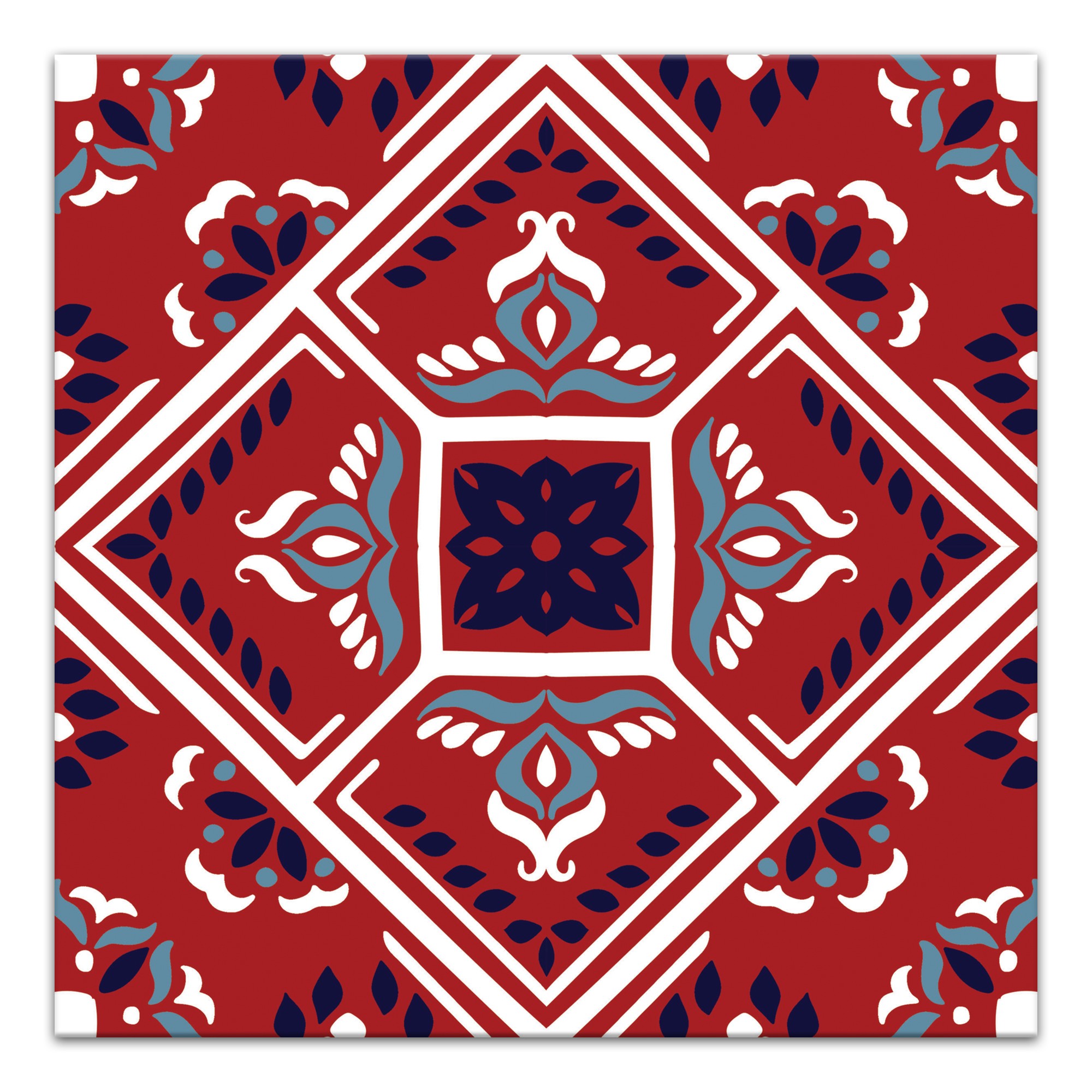 Folk Pattern Tile 16x16 Canvas Wall Art