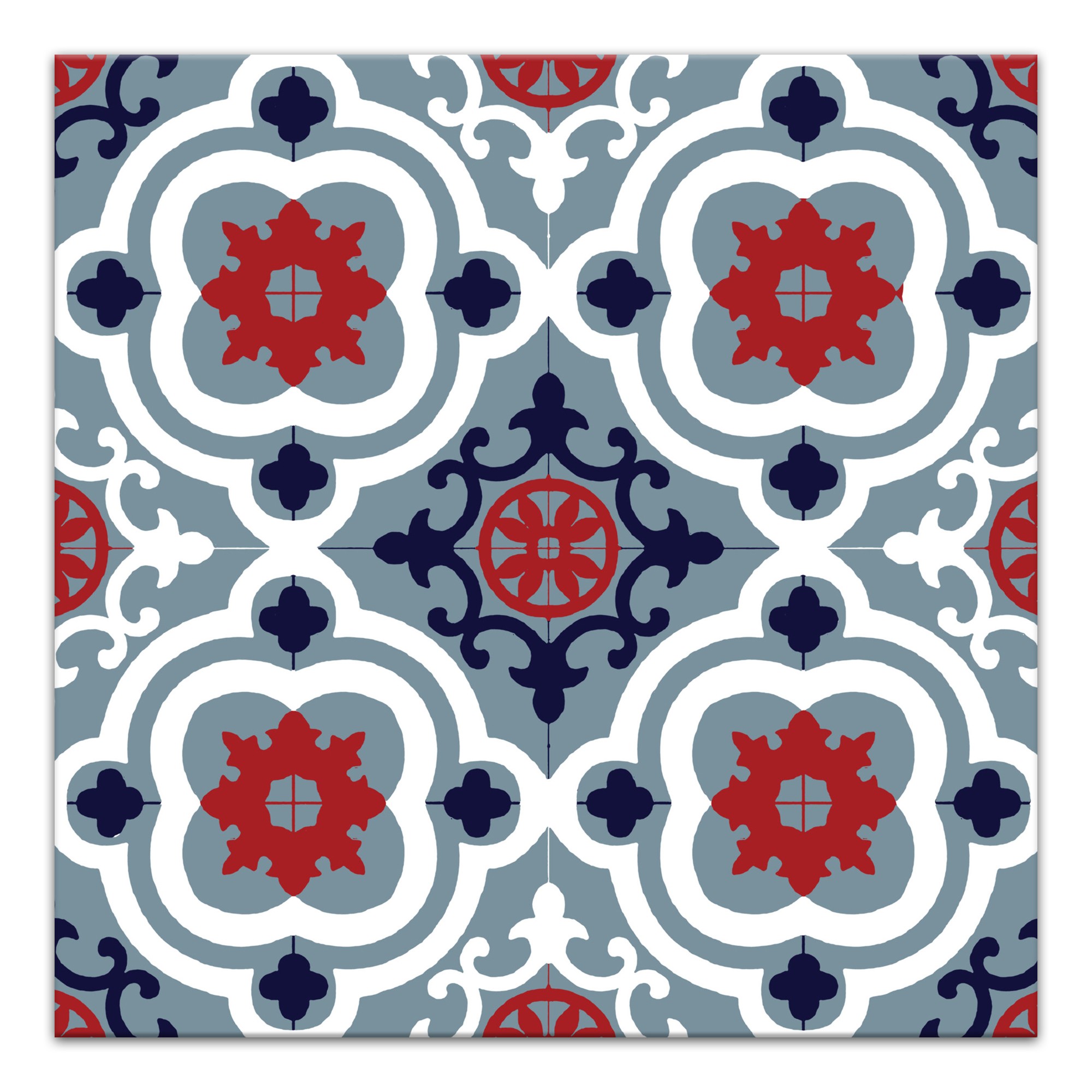 Folk Tile 16x16 Canvas Wall Art