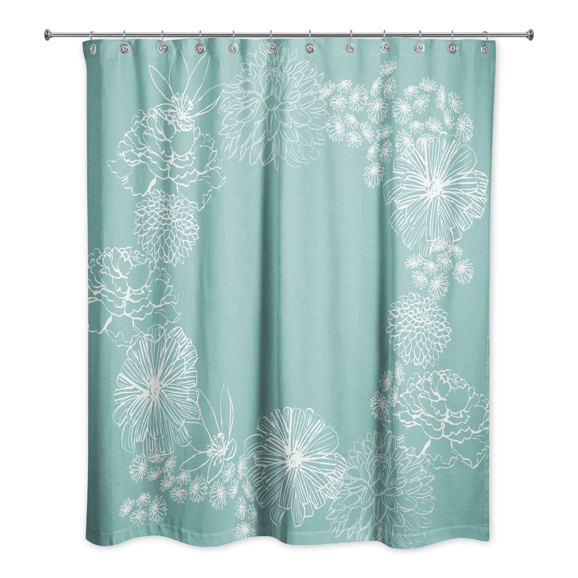 Floral Lineart  Shower Curtain