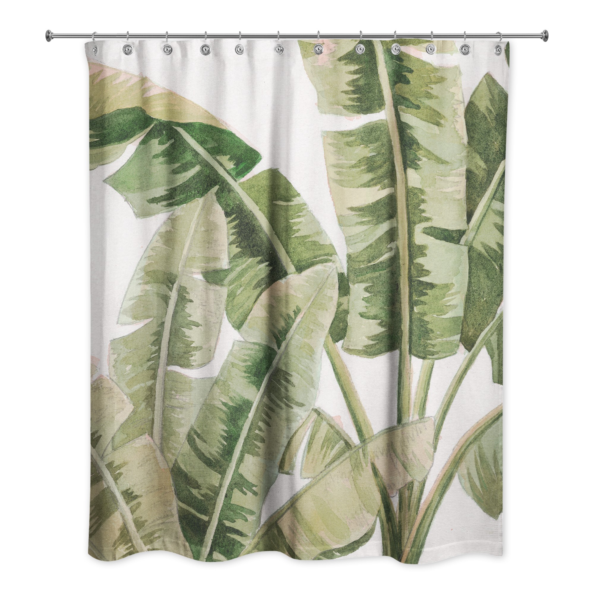 Painted Tropical Leaves  Shower Curtain