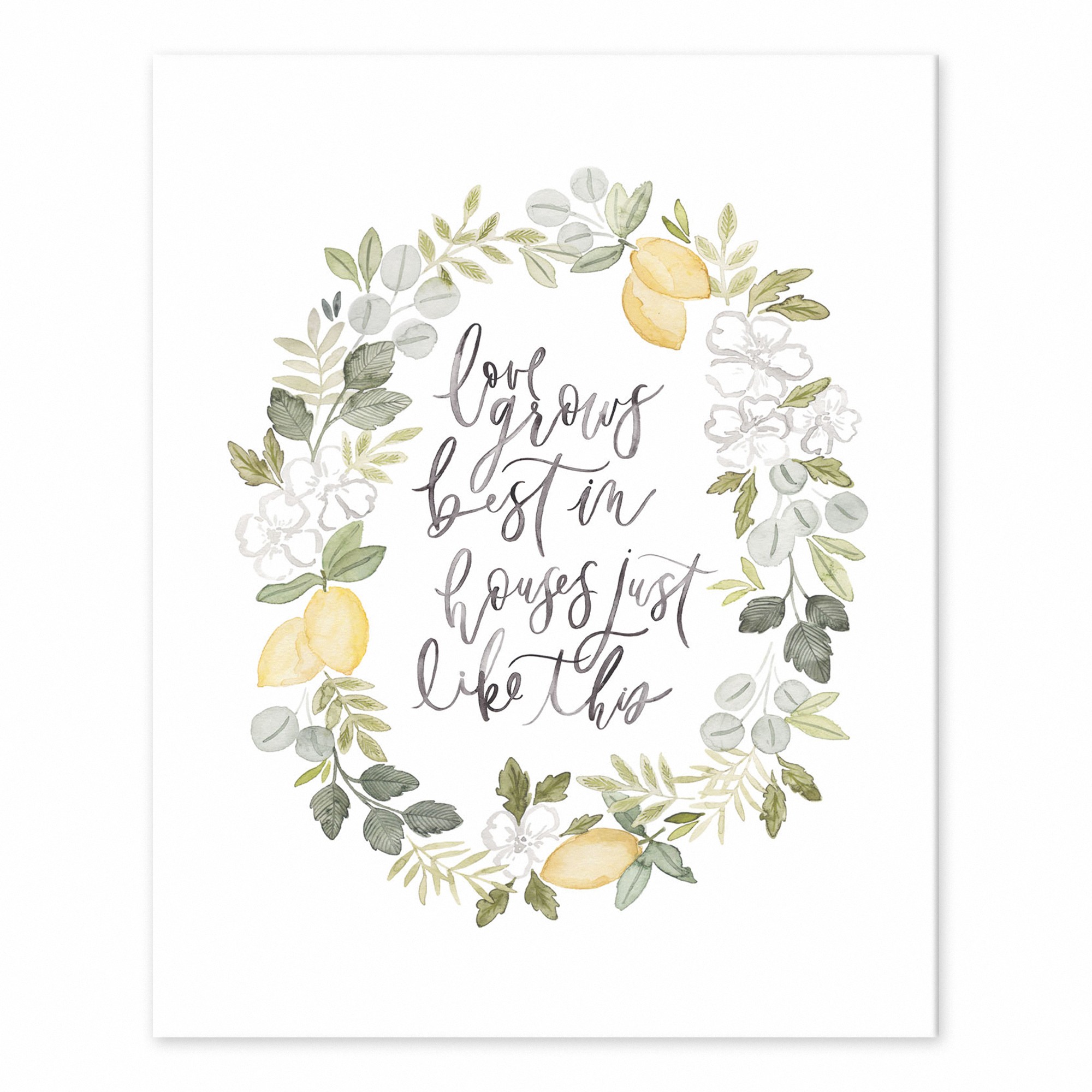 Lemon Wreath Love Grows 10 8x10 Tabletop Canvas