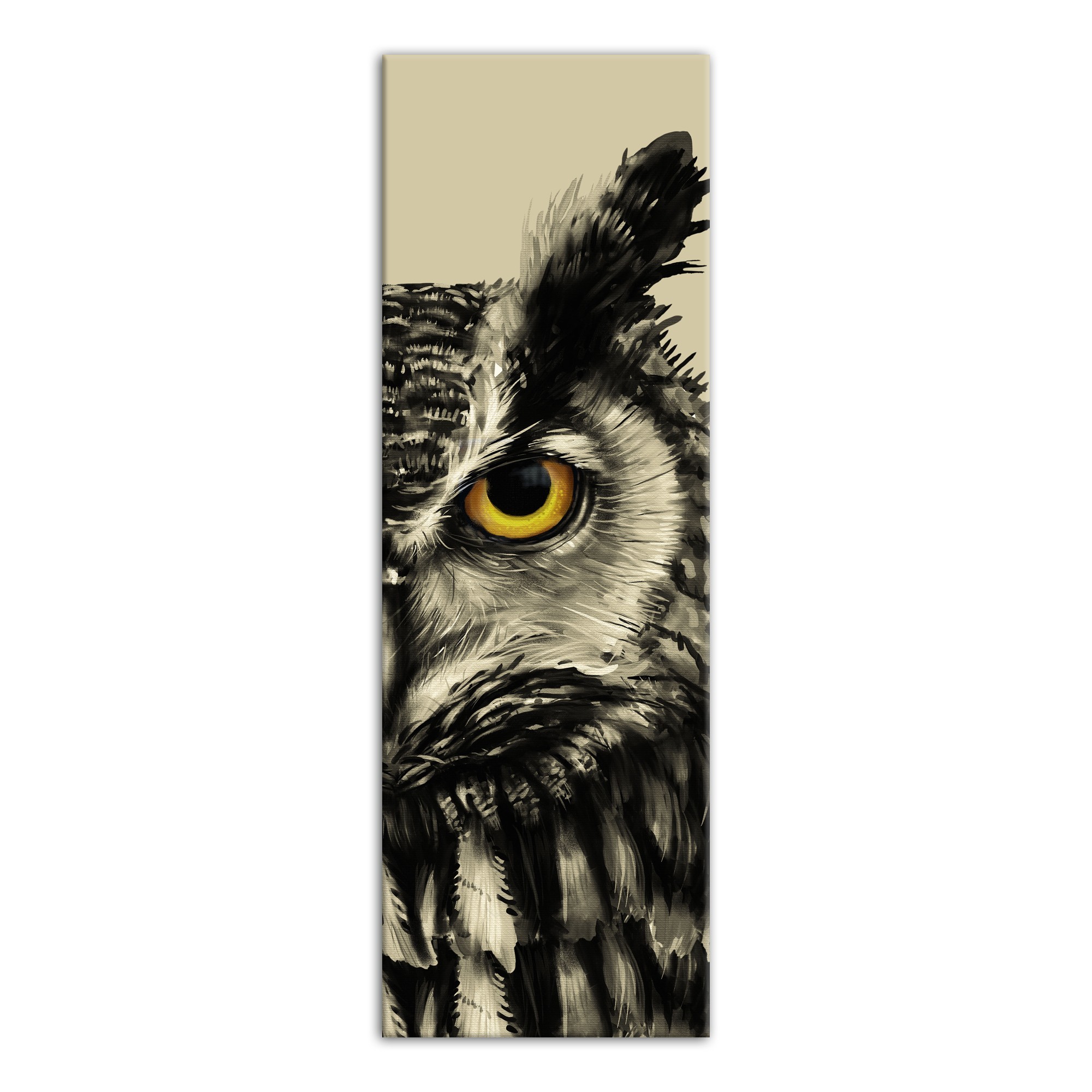 Creepy Halloween Owl Cream 2 12x36 Canvas Wall Art