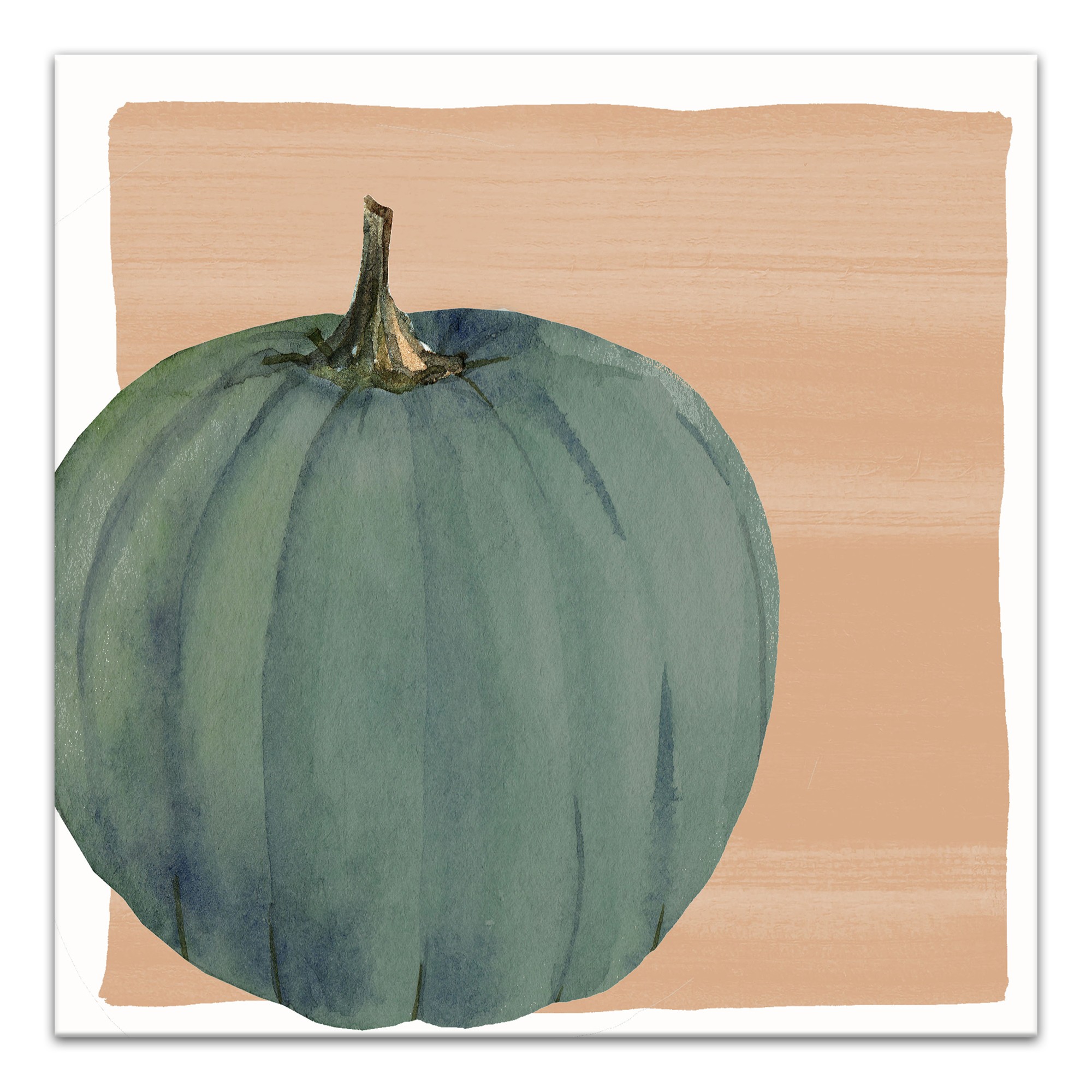 Green Pumpkin On Tan 16x16 Canvas Wall Art