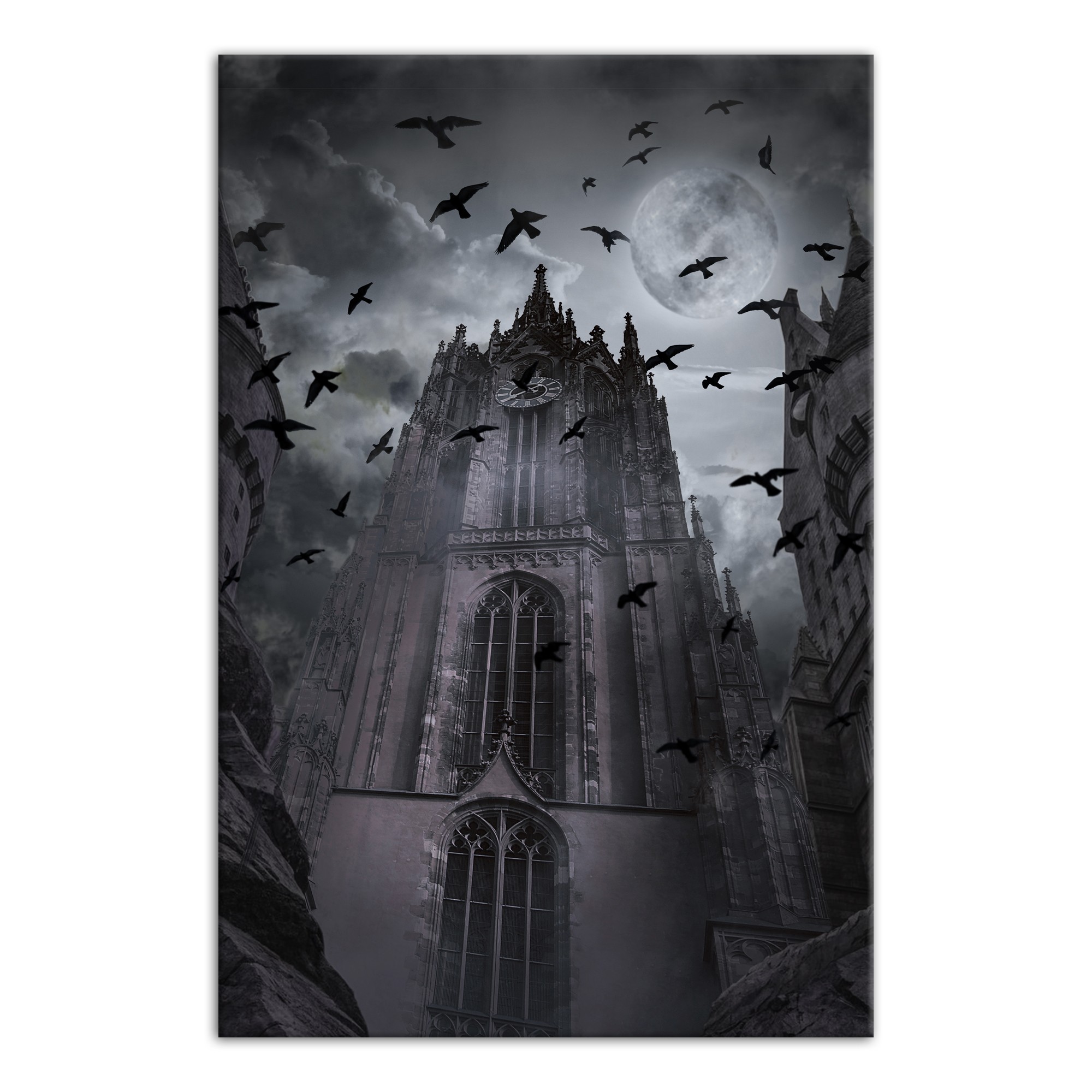 Haunted Castle With Crows 20x30 Canvas Wall Art