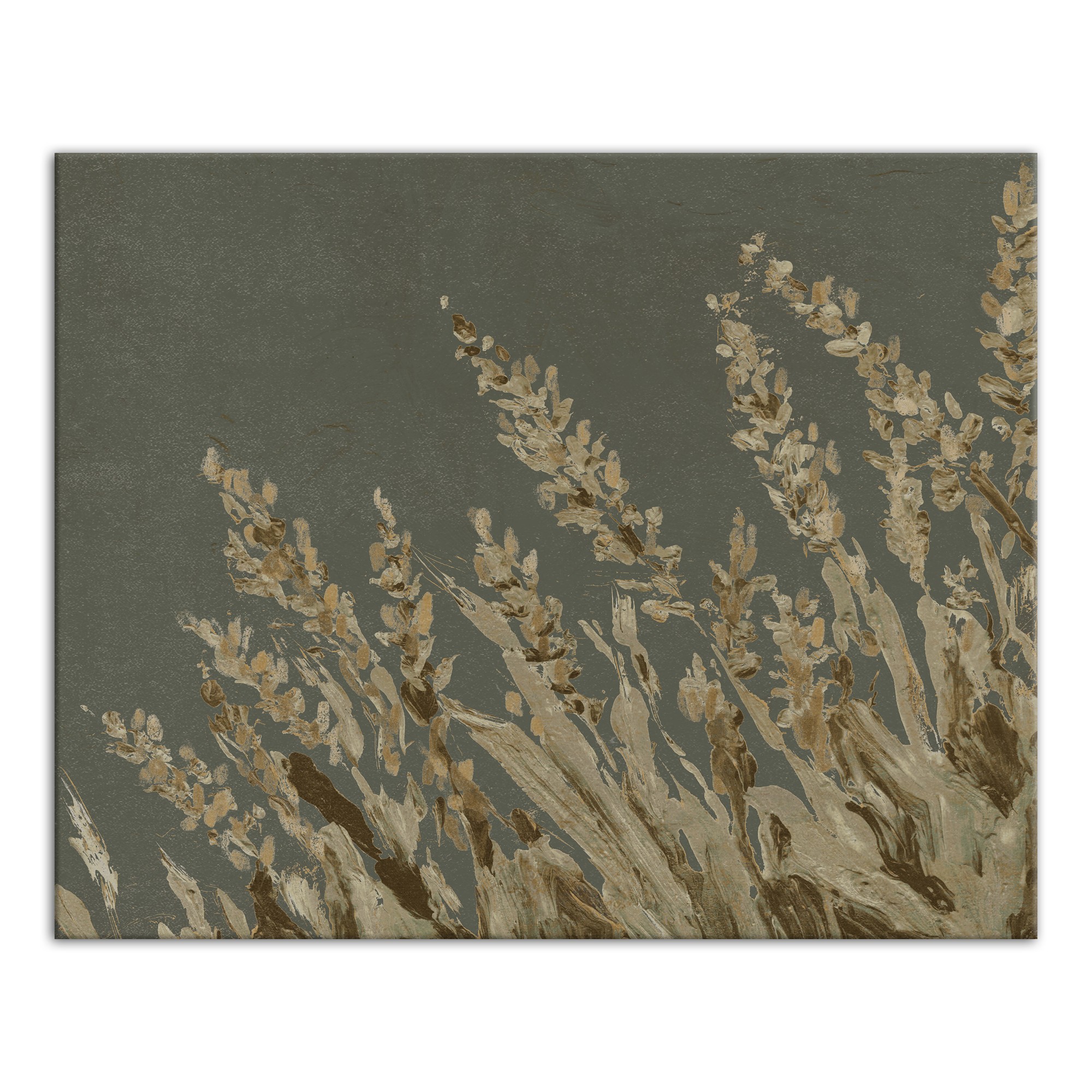 Gold Painted Wheat Grass On Green 24x30 Canvas Wall Art
