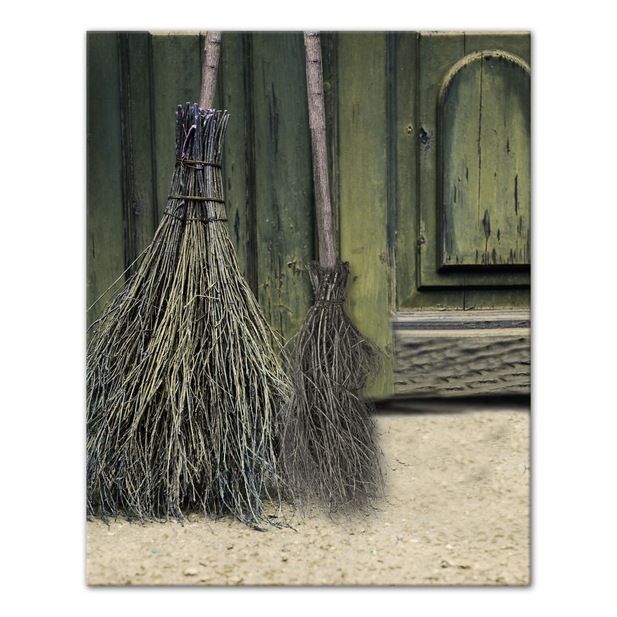 Broom Door Real Green 24x30 Canvas Wall Art