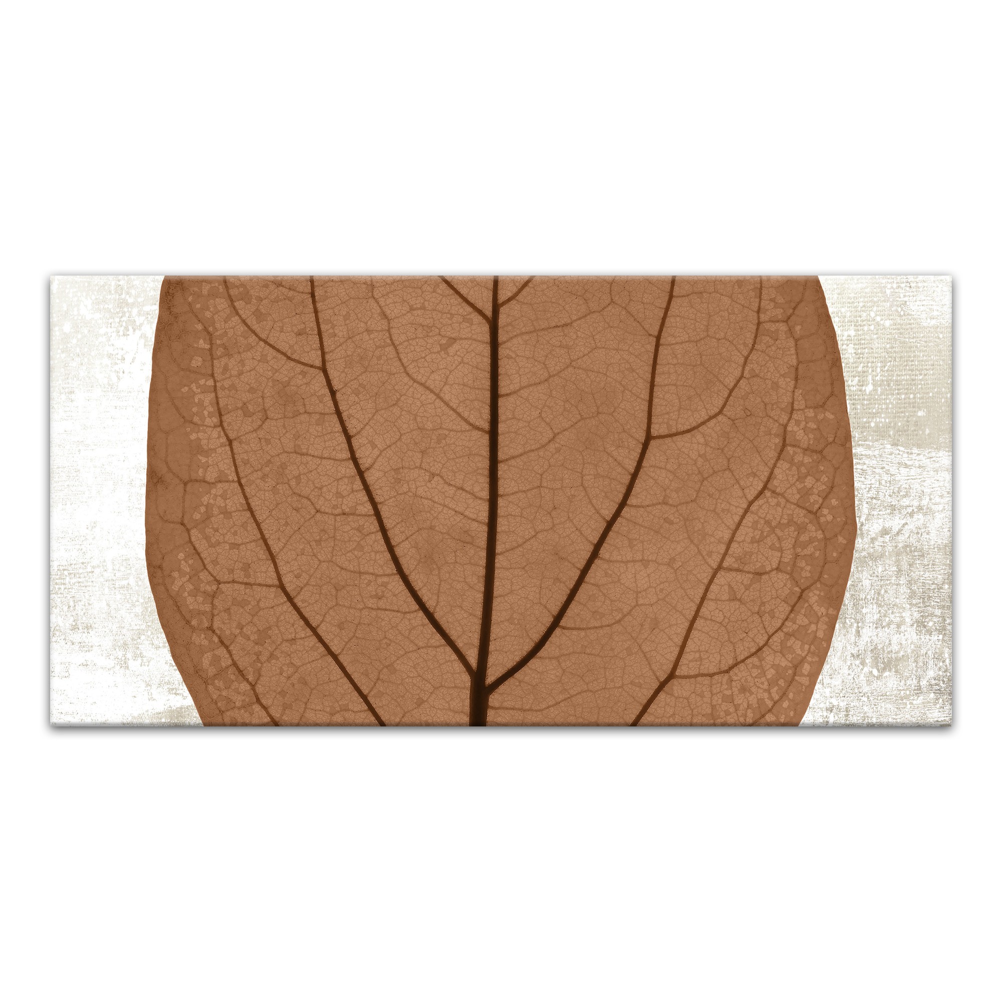Split Fall Leaf Middle Distressed 10x20 Canvas Wall Art