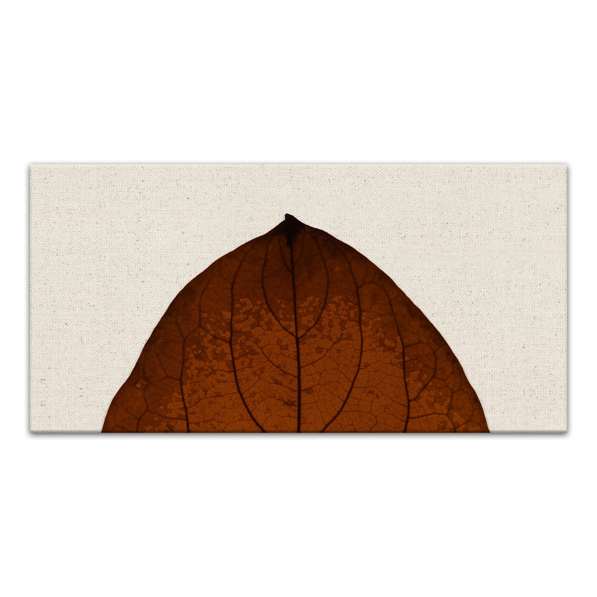Split Fall Leaf On Linen Top 10x20 Canvas Wall Art