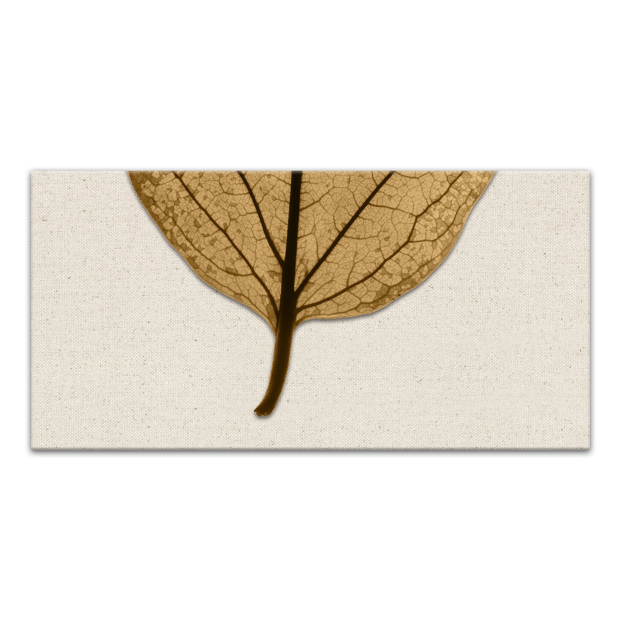 Split Fall Leaf On Linen Bottom 10x20 Canvas Wall Art