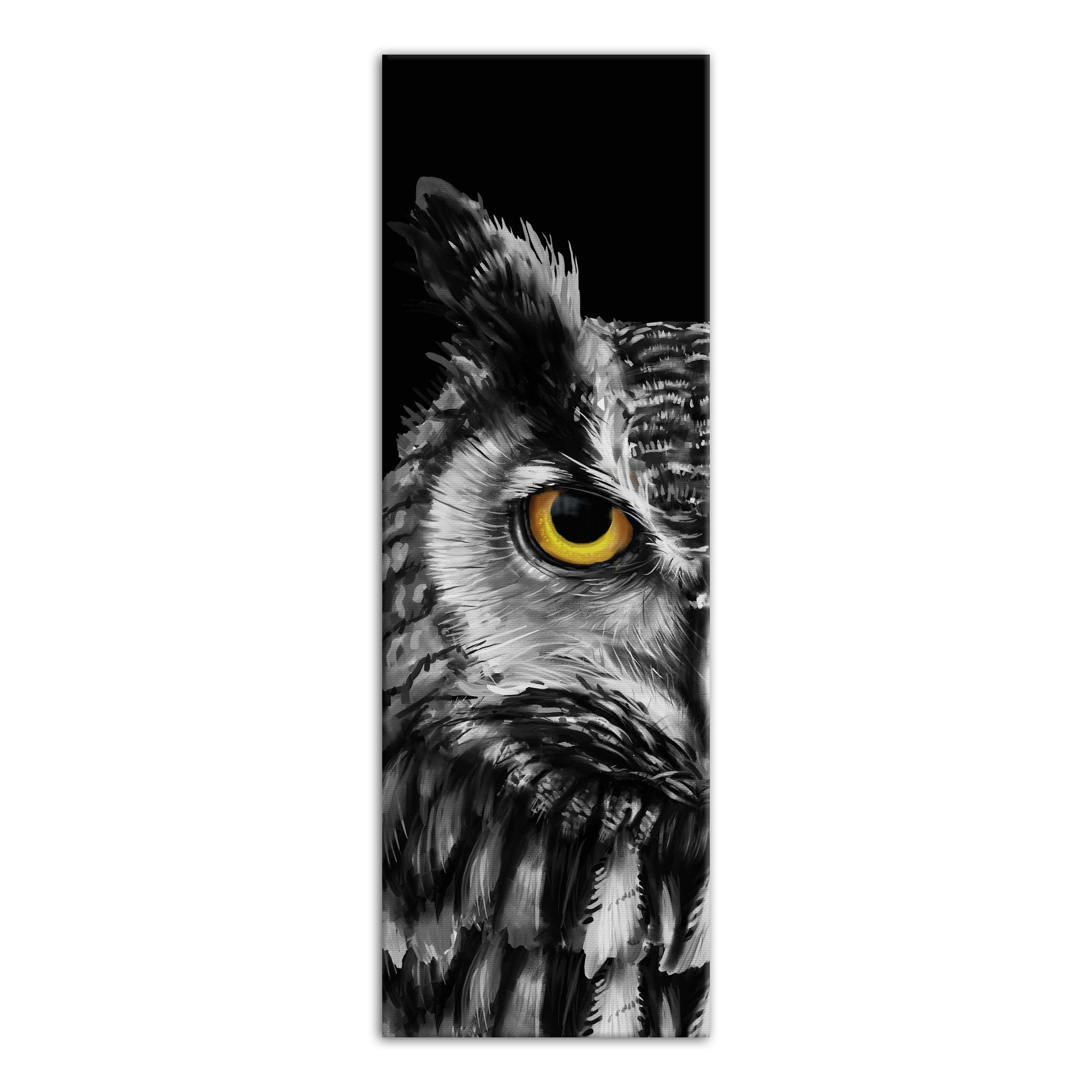 Creepy Halloween Owl Dark 12x36 Canvas Wall Art