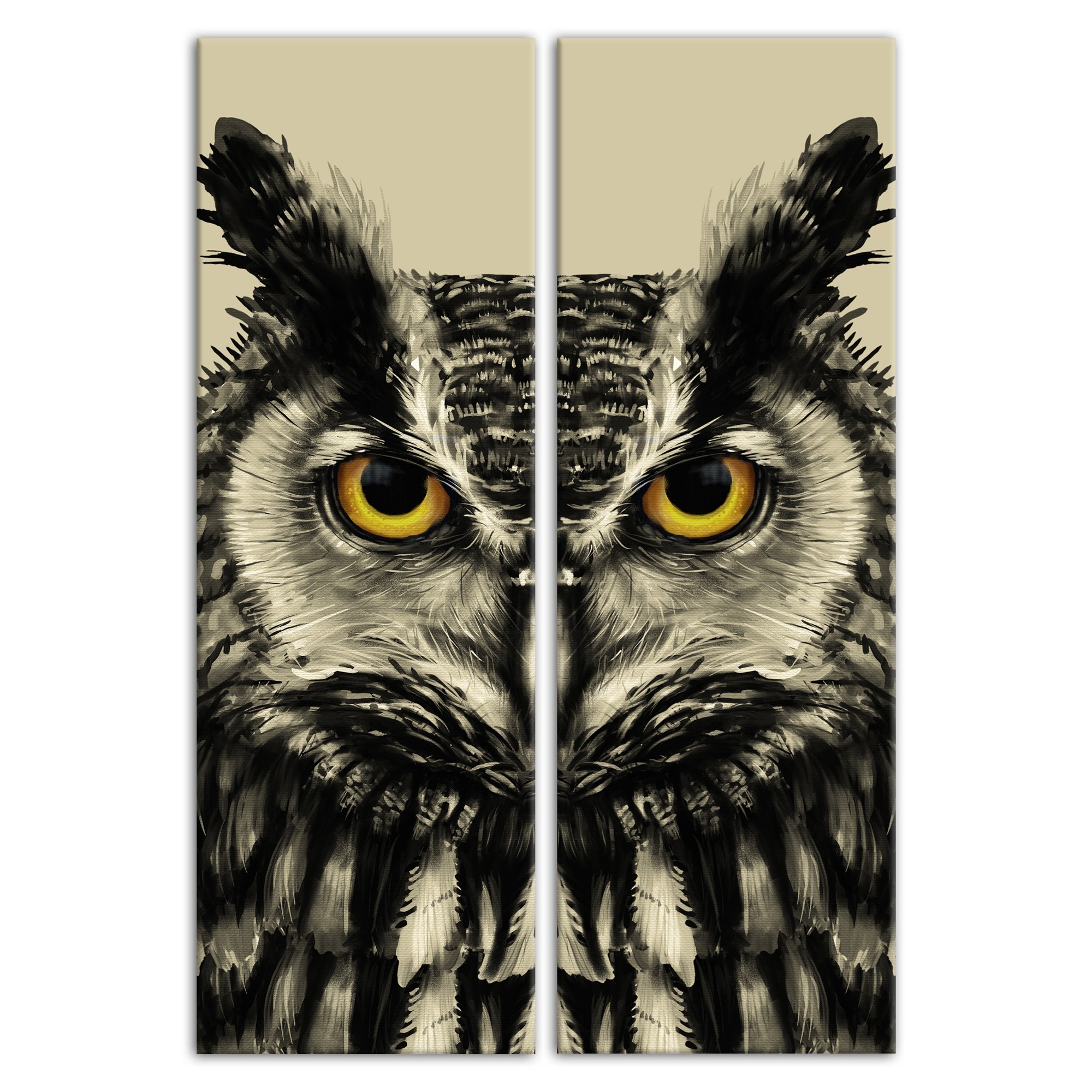 Creepy Halloween Owl Set 12x36 Canvas Wall Art