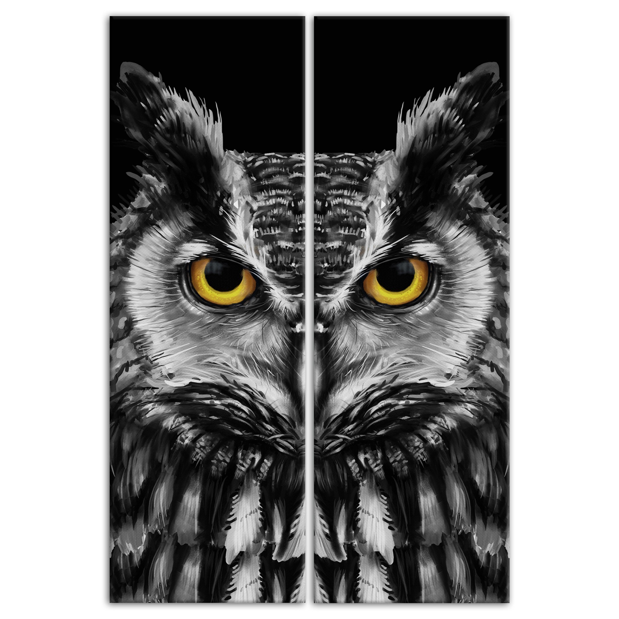 Creepy Halloween Owl Dark Set 12x36 Canvas Wall Art