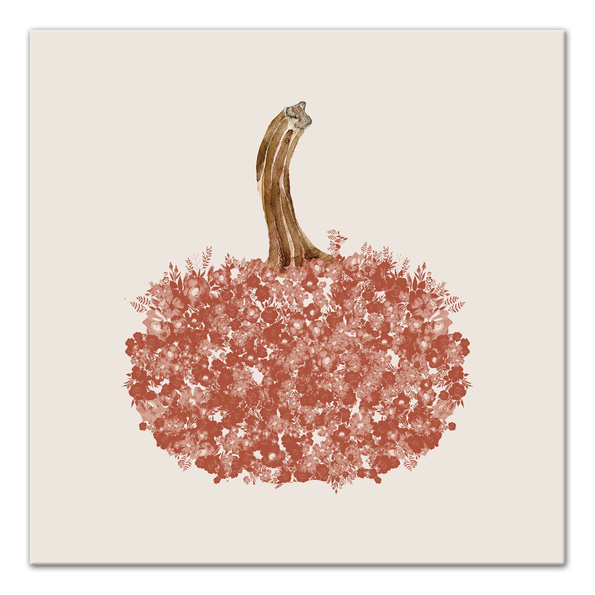 Floral Neutral Pumpkin 30x30 Canvas Wall Art
