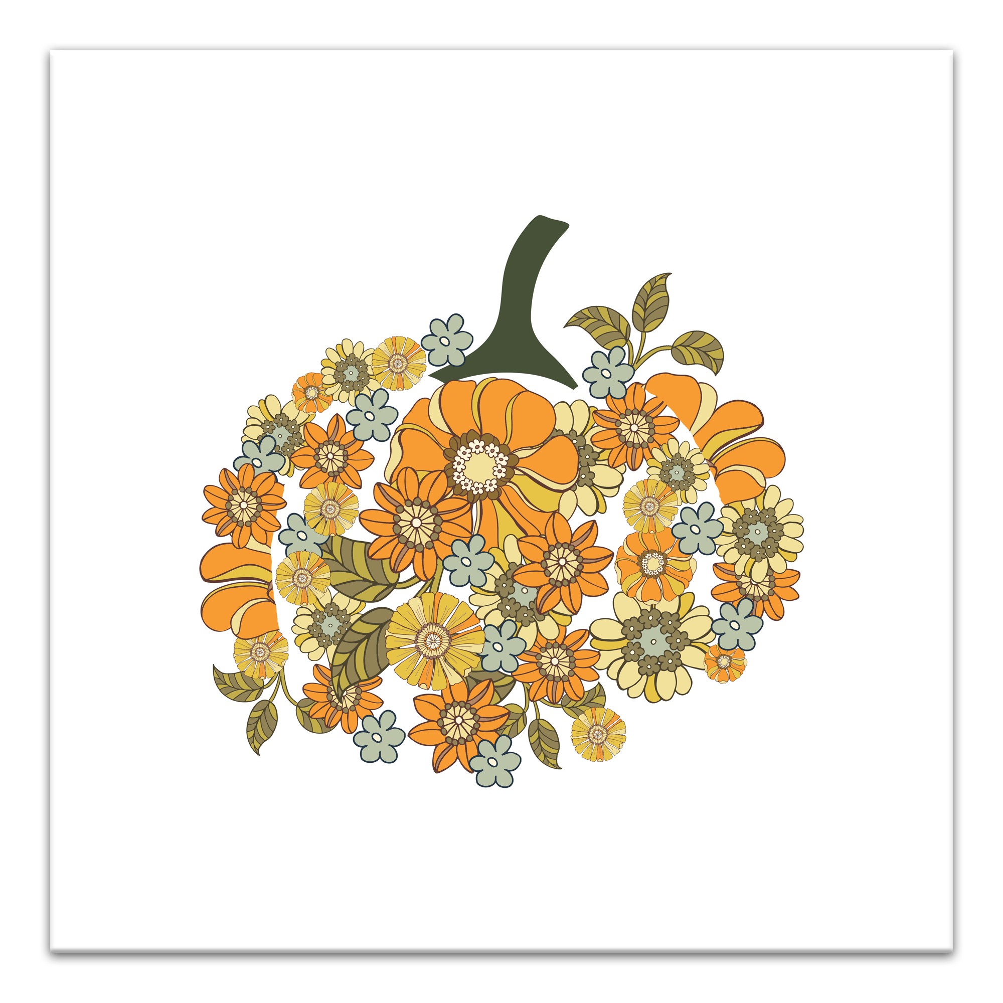 Pumpkin Orange Flowers 30x30 Canvas Wall Art
