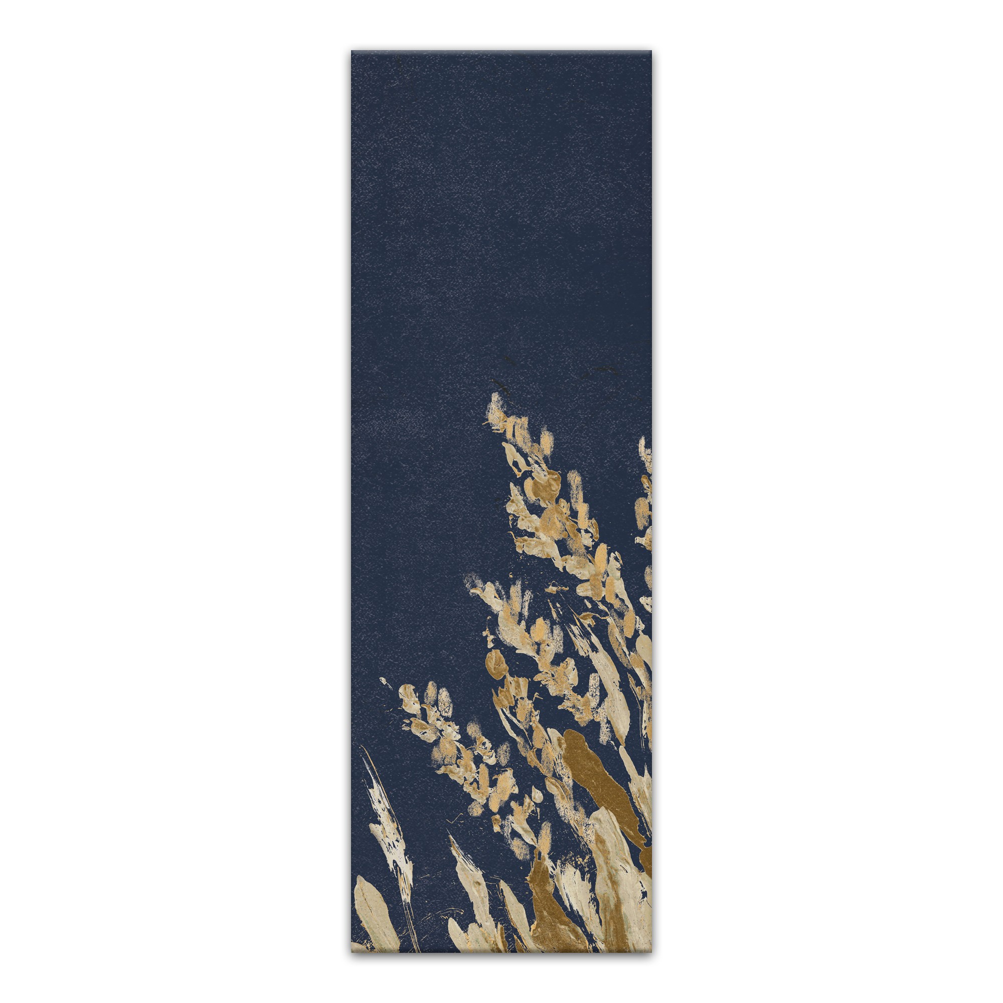 Gold Painted Wheat Grass On Blue 1 12x36 Canvas Wall Art