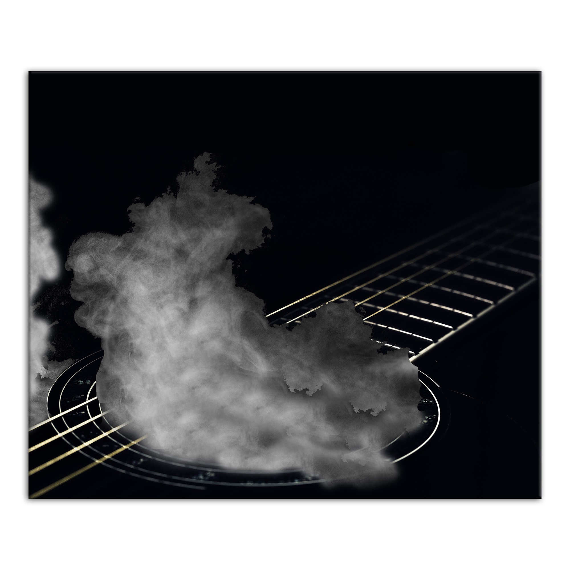 Black Smoke Guitar 20x24 Canvas Wall Art