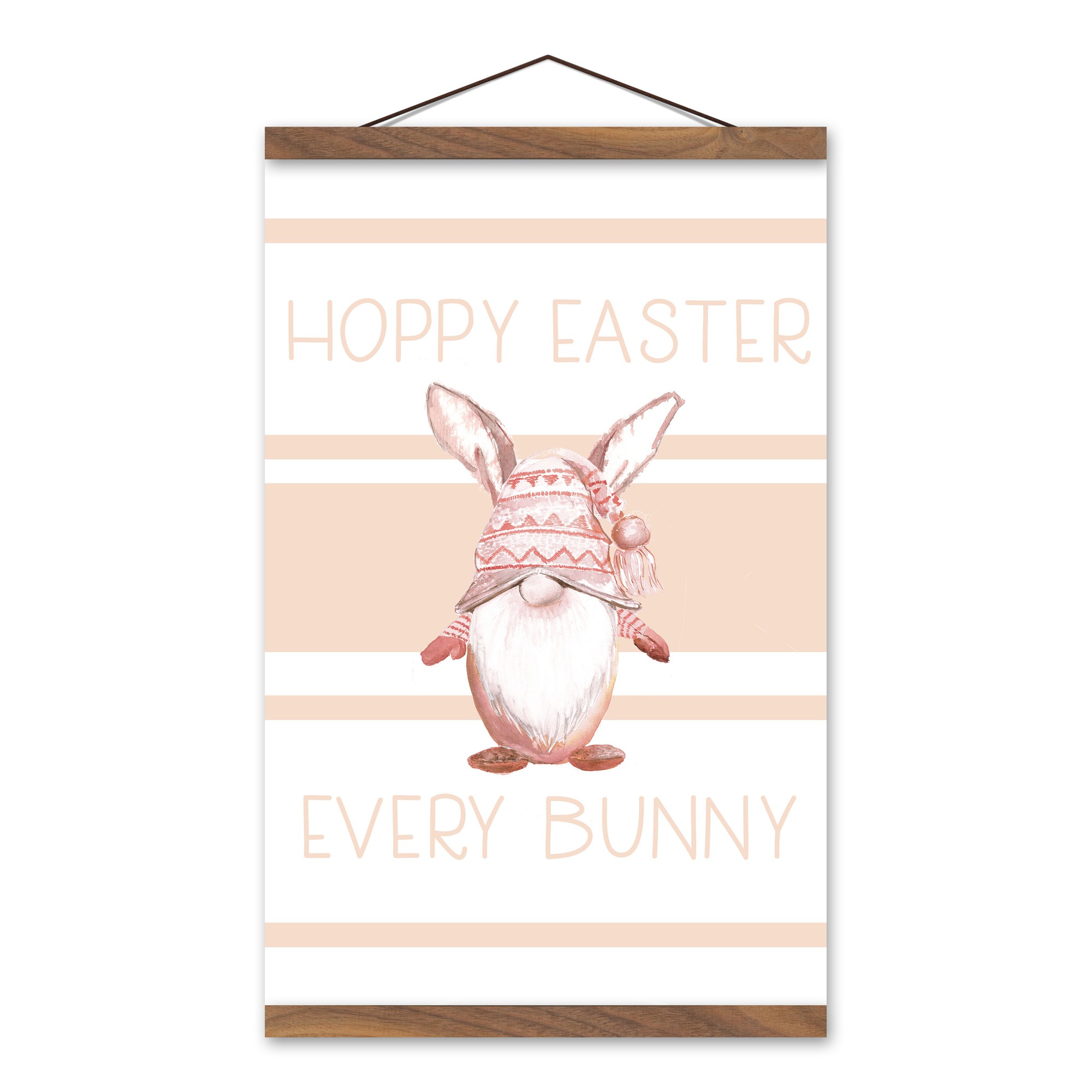 Hoppy Easter Gnome Blush 12x18 Teak Hanging Canvas
