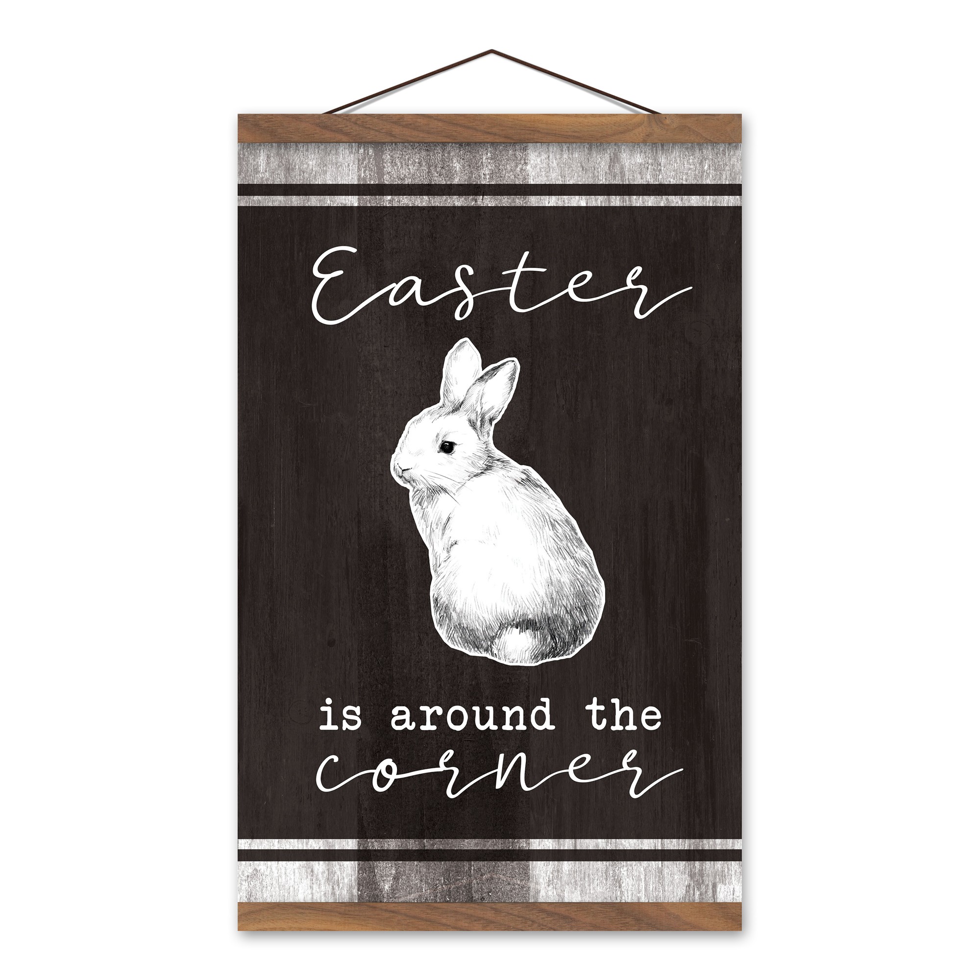 Easter Around The Corner 12x18 Teak Hanging Canvas