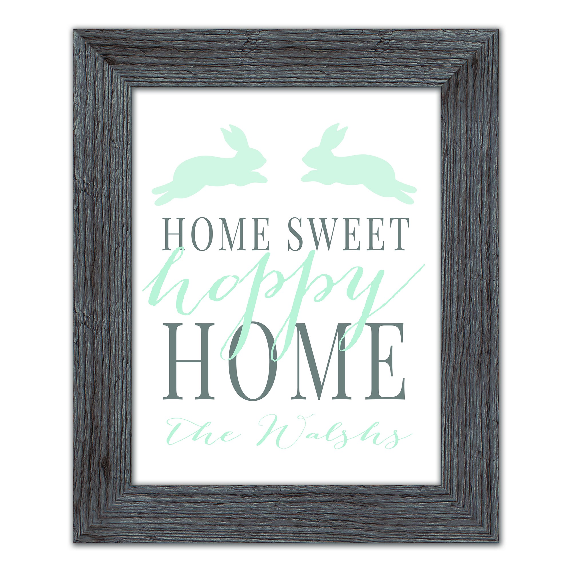 Home Hoppy Home Personalized 11x14 Western Gray Framed Print