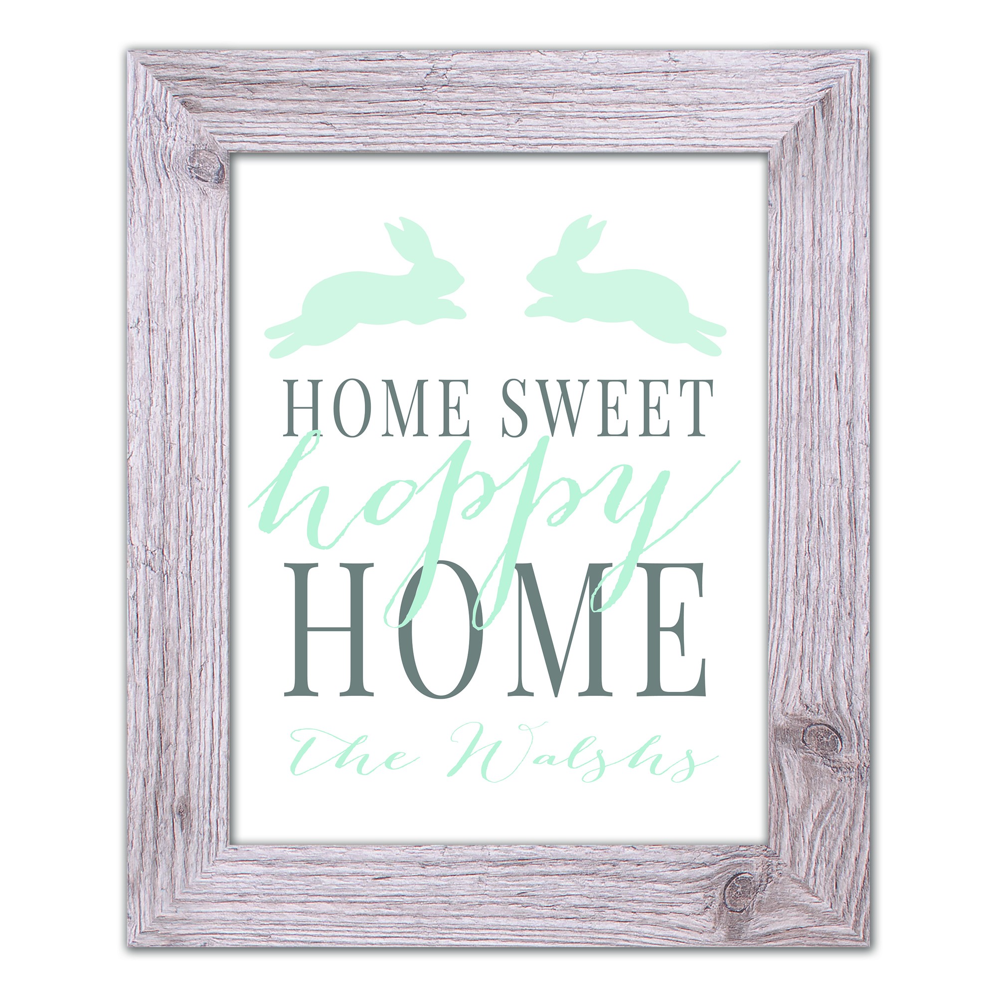 Home Hoppy Home 2 Personalized 11x14 Western White Framed Print