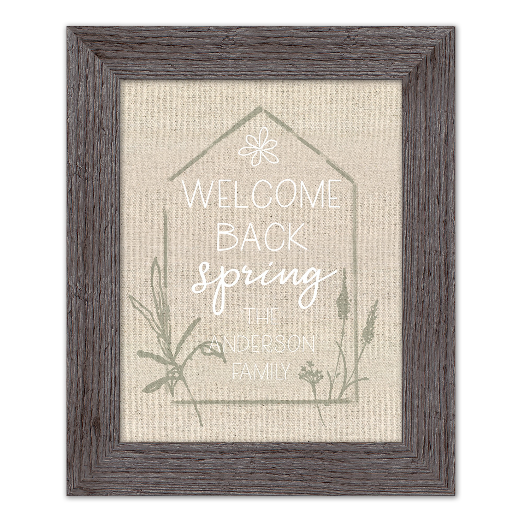Welcome Spring House 1 Personalized 11x14 Western Gray Framed Print