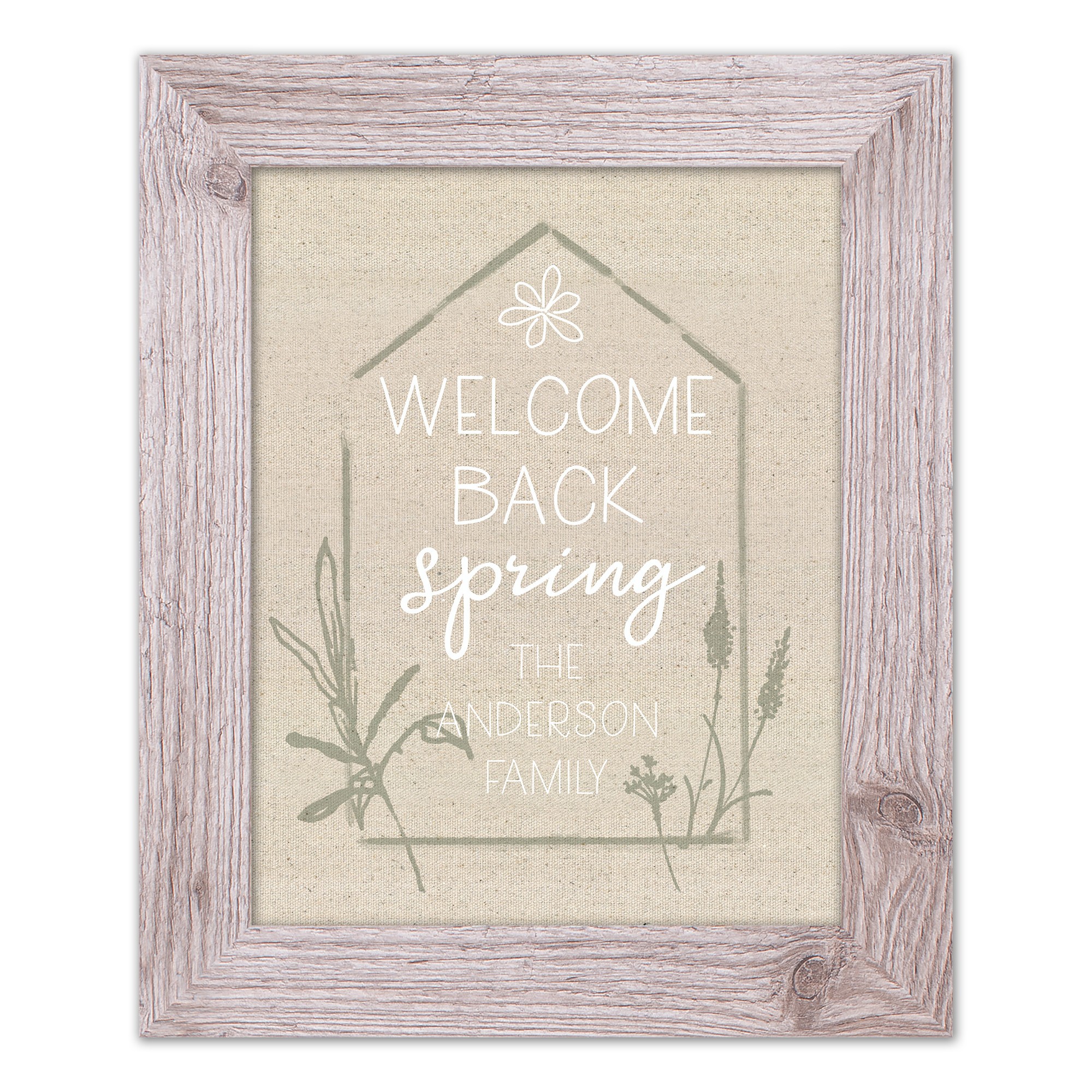 Welcome Spring House 2 Personalized 11x14 Western White Framed Print