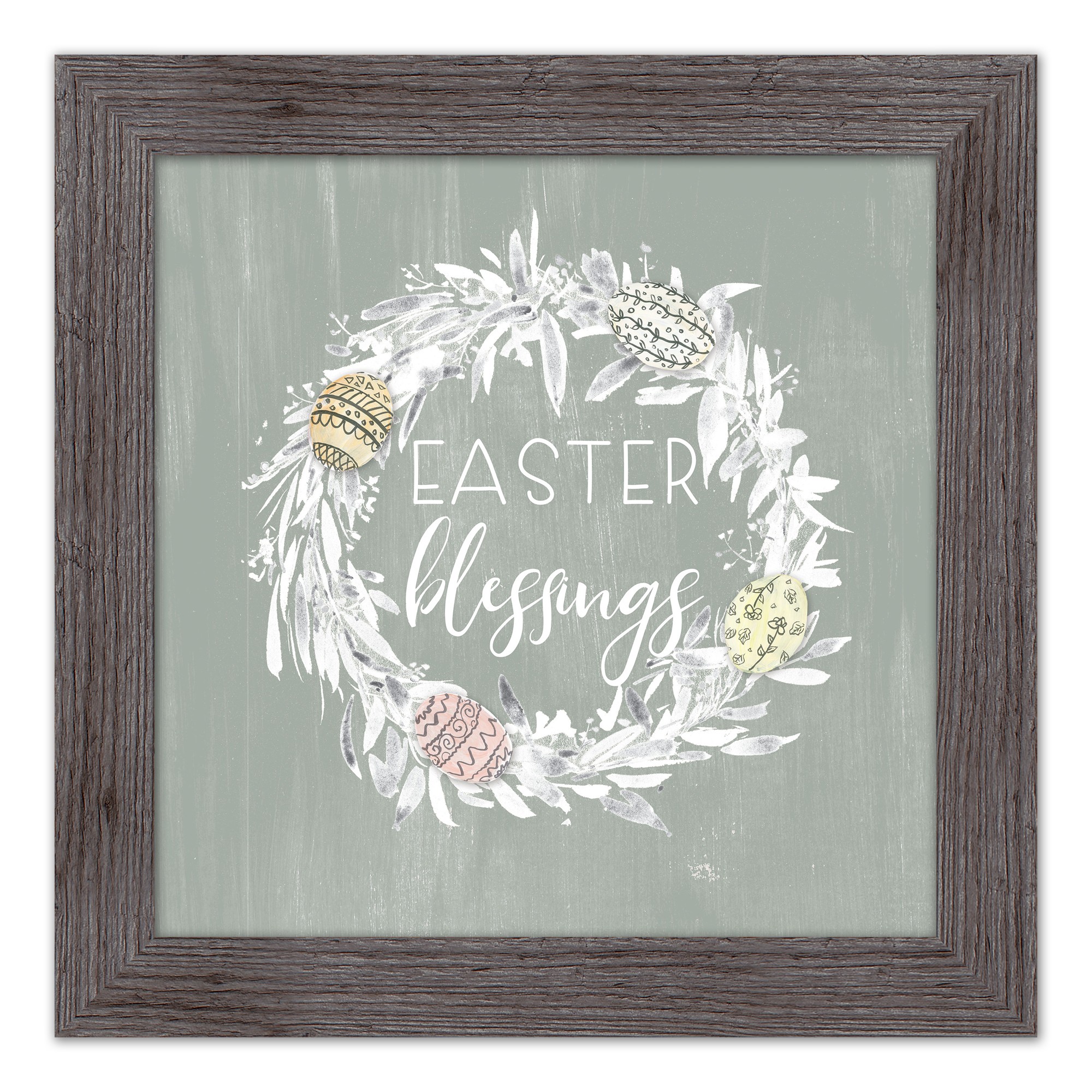 Easter Blessings Wreath 1 16x16 Western Gray Framed Print
