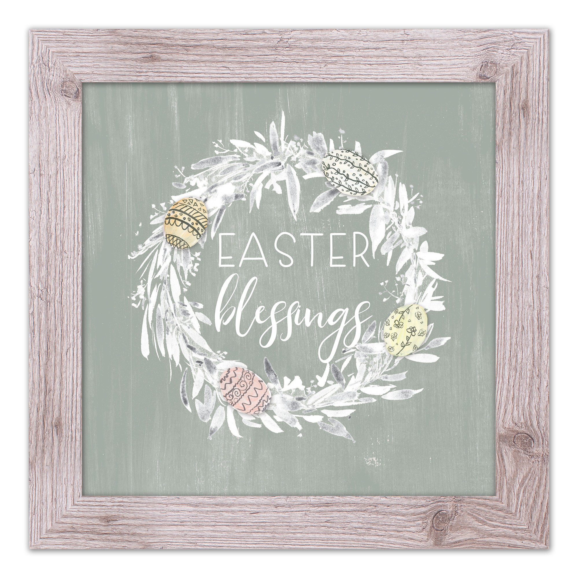 Easter Blessings Wreath 2 16x16 Western White Framed Print
