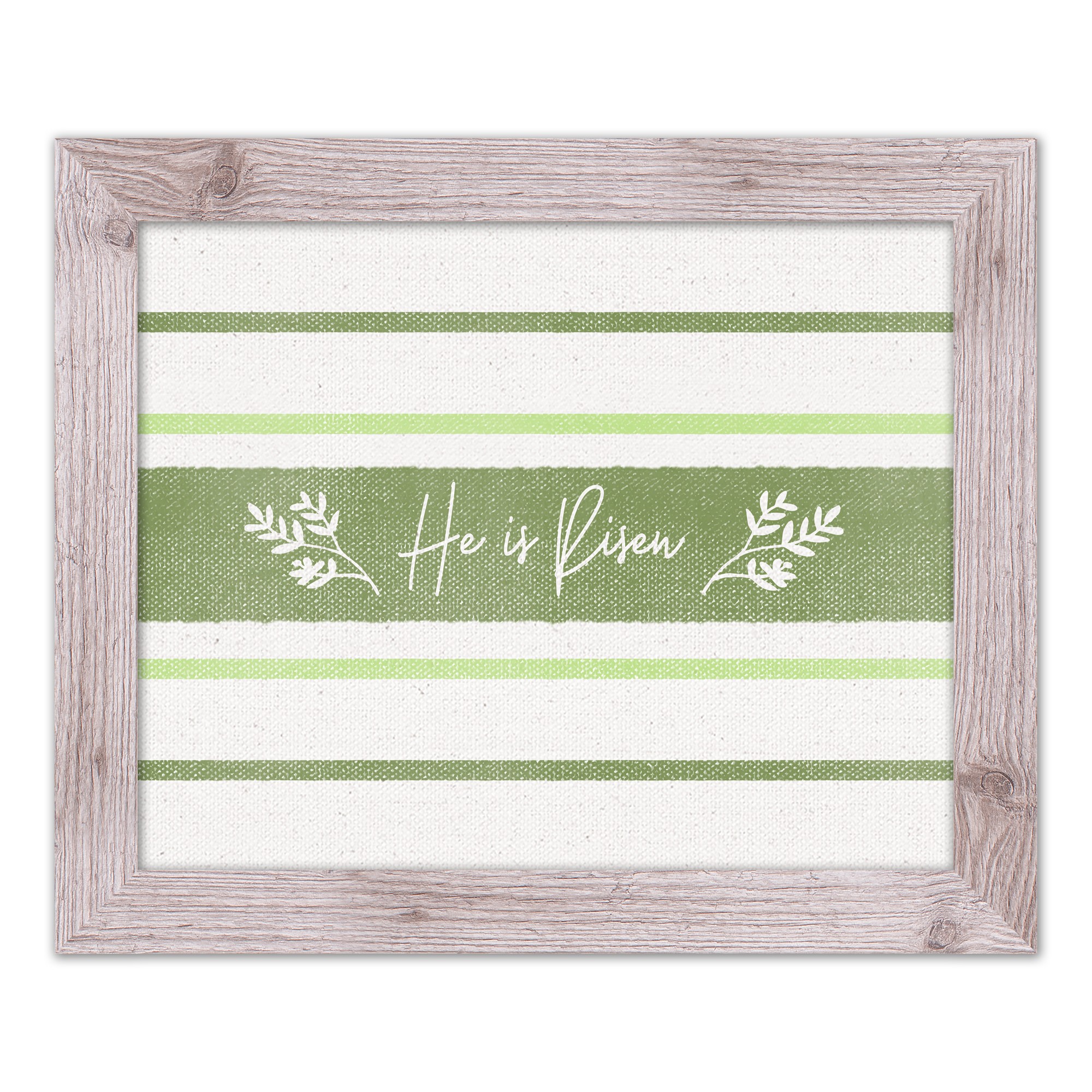 He Is Risen Green Stripes 2 16x20 Western White Framed Print