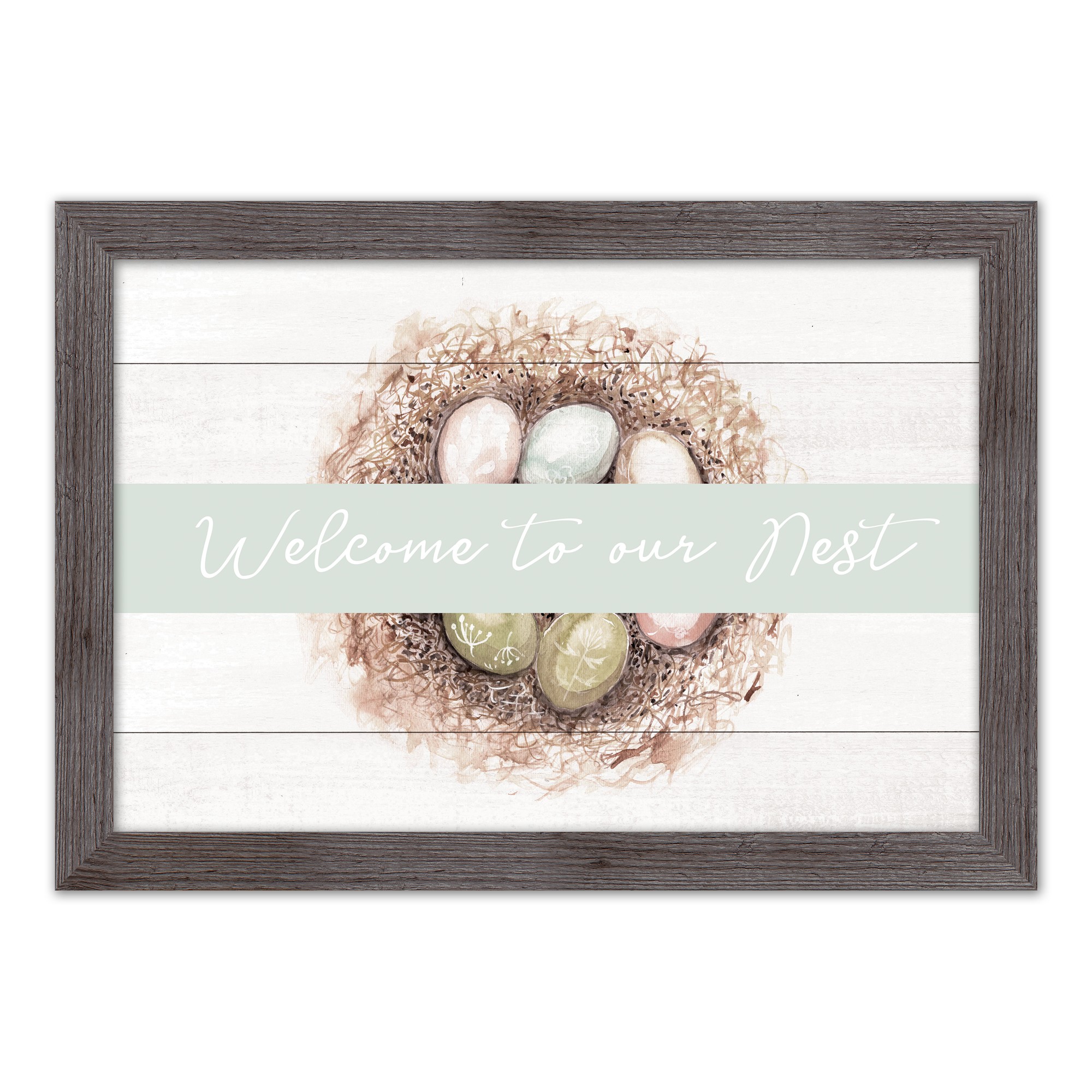 Easter Egg Nest Welcome 1 20x30 Western Gray Framed Print
