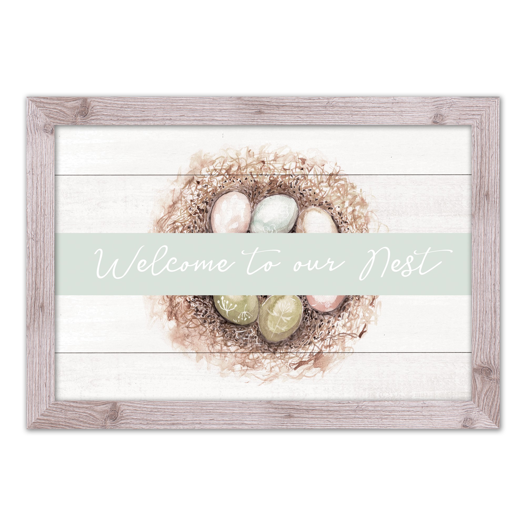 Easter Egg Nest Welcome 2 20x30 Western White Framed Print