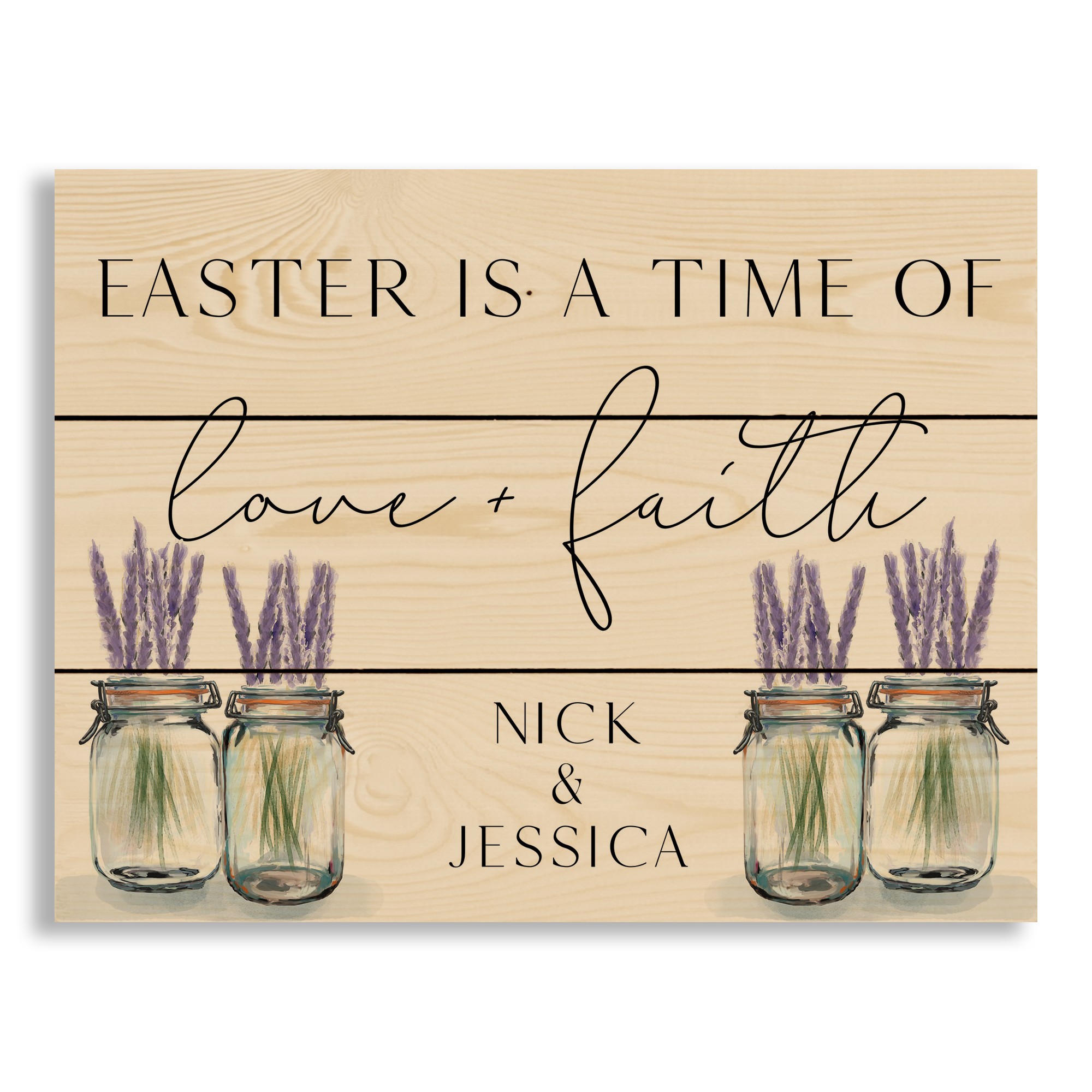 Easter Time Love Faith 1 Personalized 14x11 Pallet Wood Art