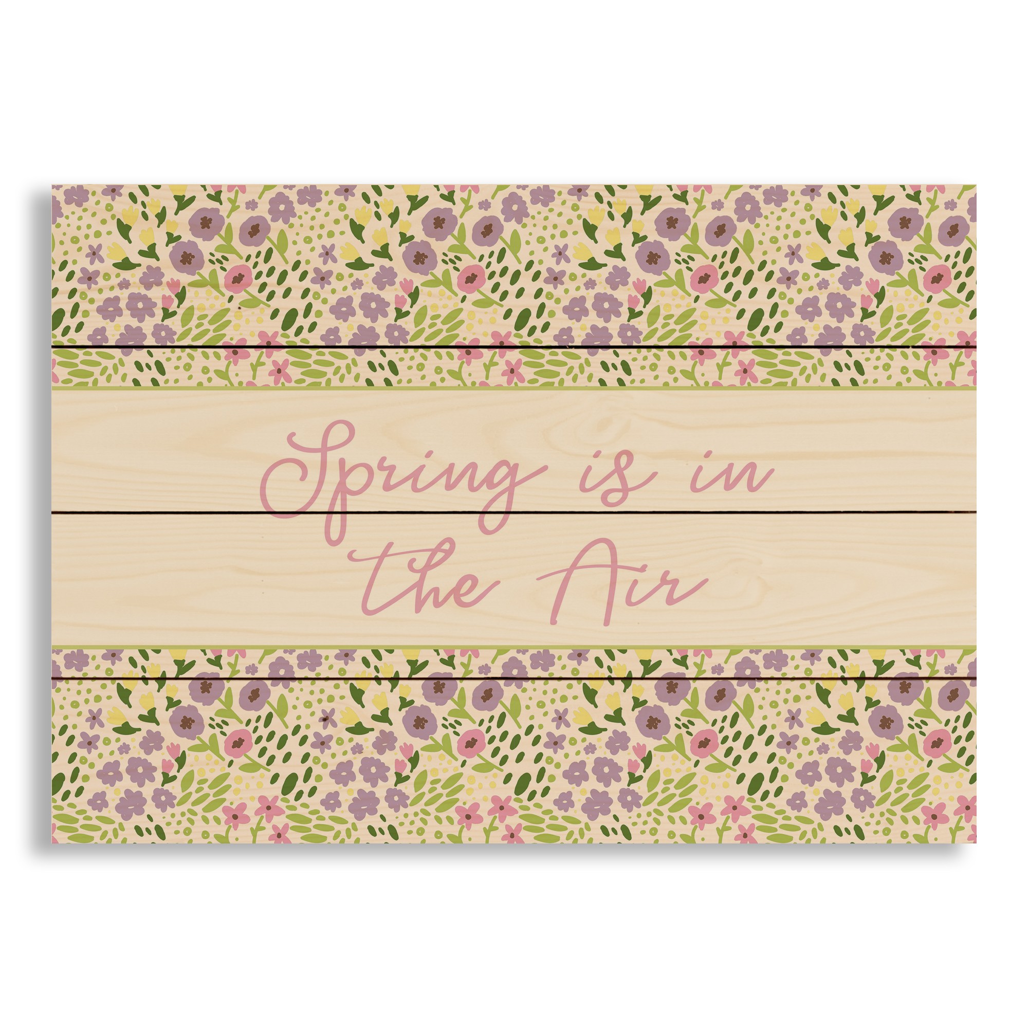 Whimsical Spring Floral 20x14 Pallet Wood Art