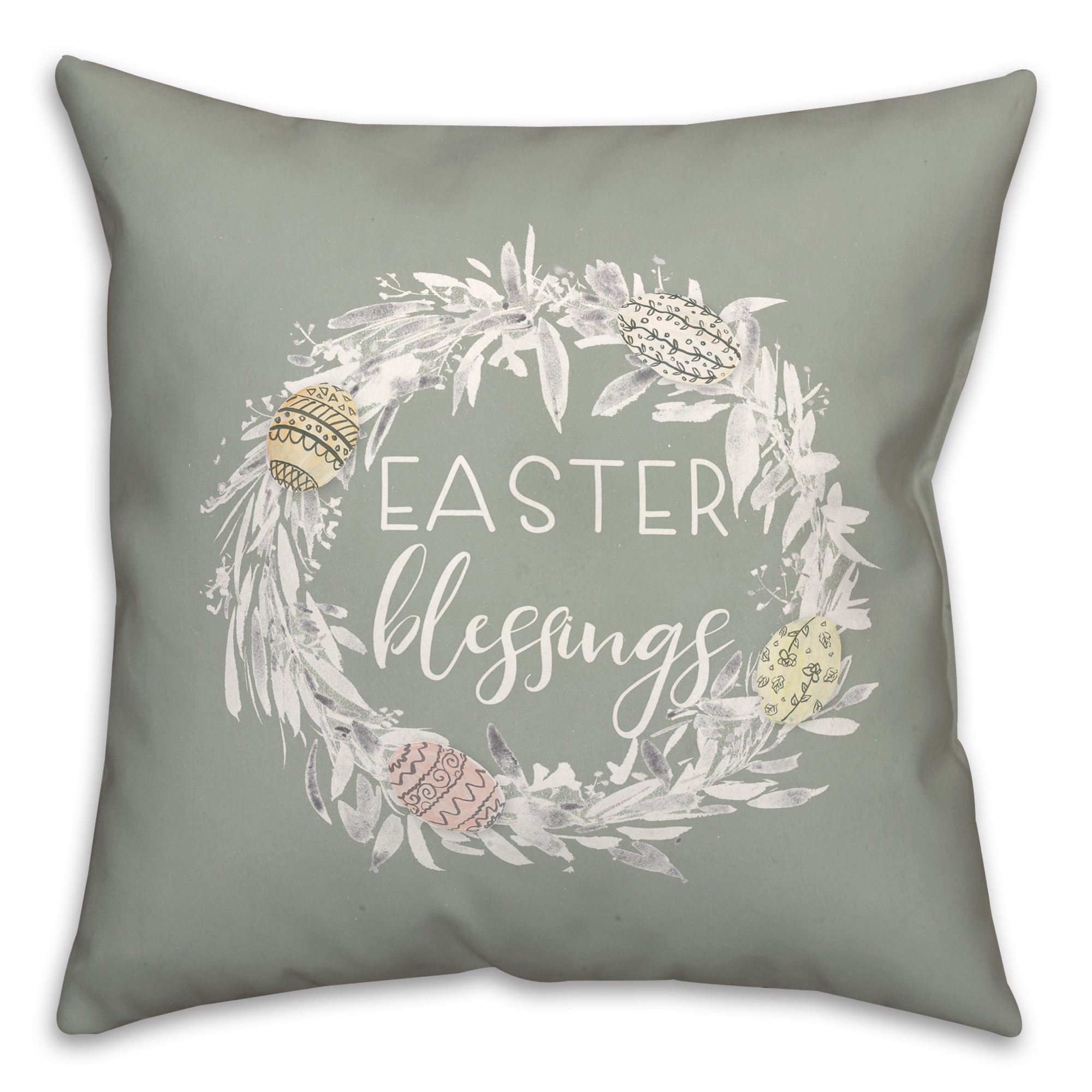 Easter Blessings Wreath 2 18x18 Indoor / Outdoor Pillow
