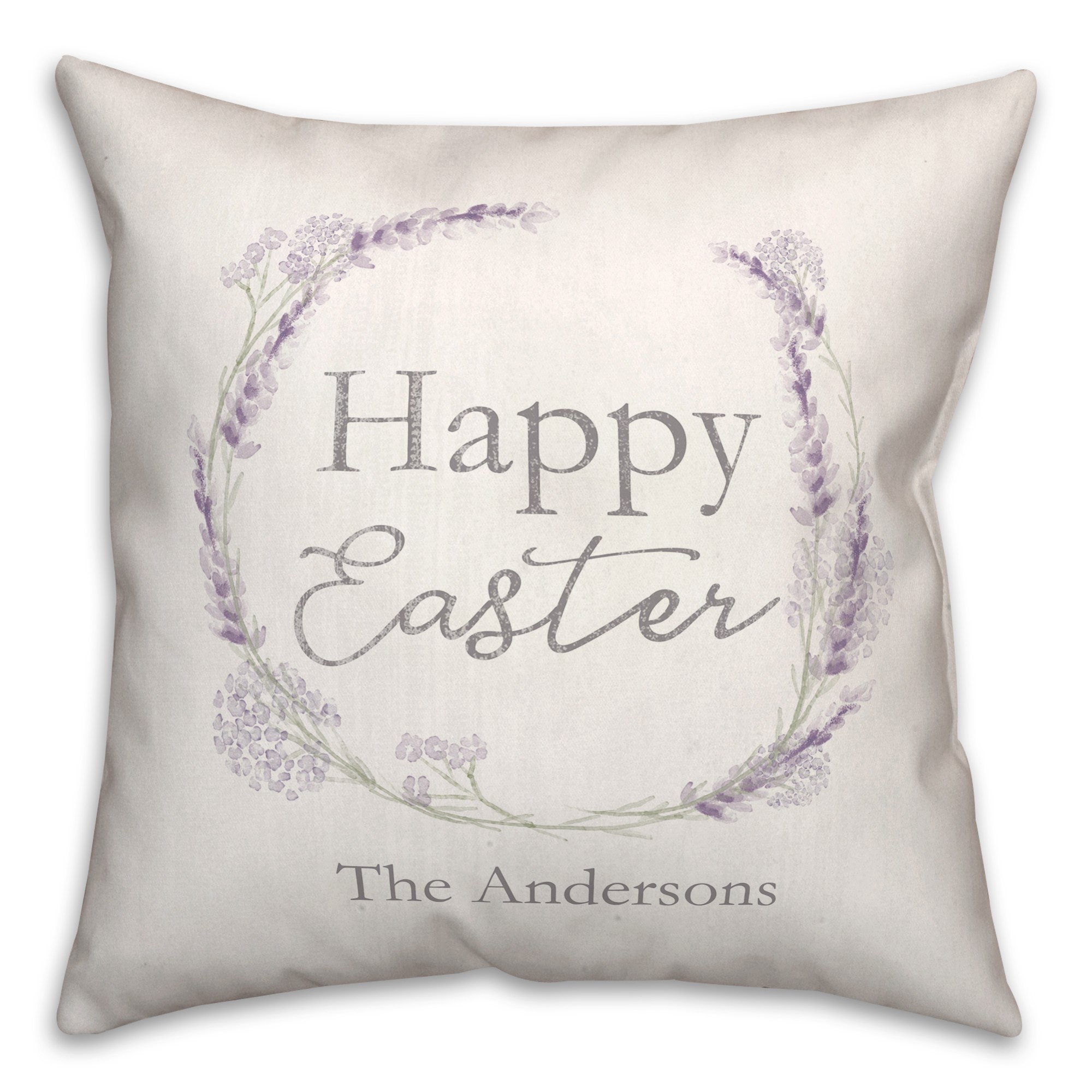 Happy Easter Lavendar Personalized 18x18 Indoor / Outdoor Pillow