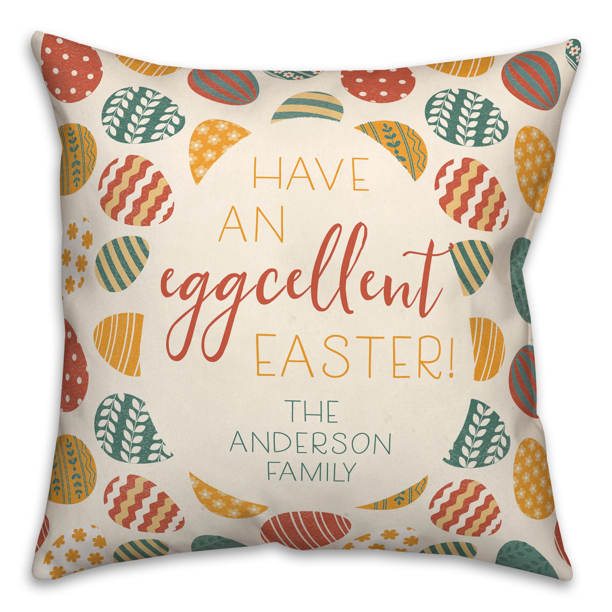 Eggcellent Easter Egg 2 Personalized 18x18 Indoor / Outdoor Pillow
