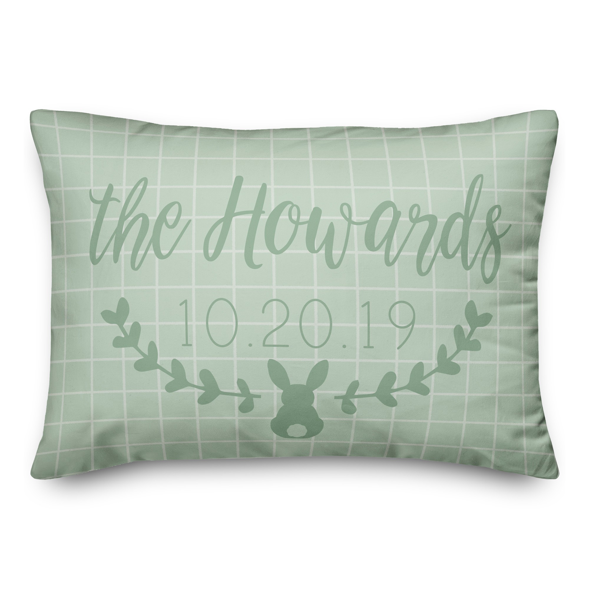Fam Name Date On Grid Personalized 14x20 Indoor / Outdoor Pillow