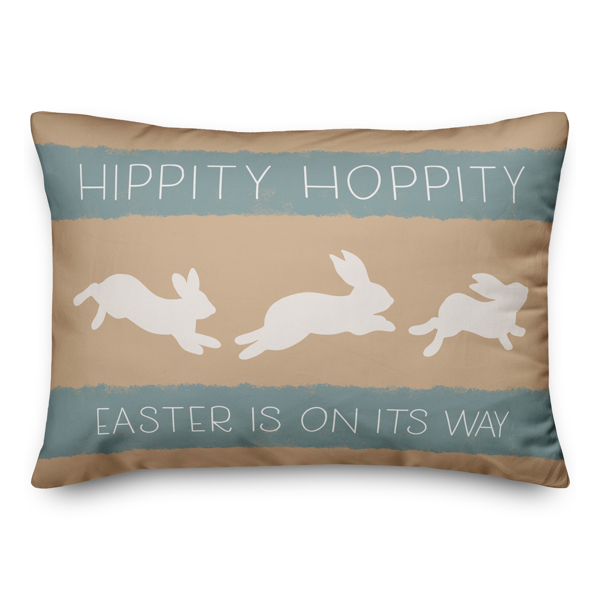 Hippity Hoppity Bunnies Tan 14x20 Indoor / Outdoor Pillow