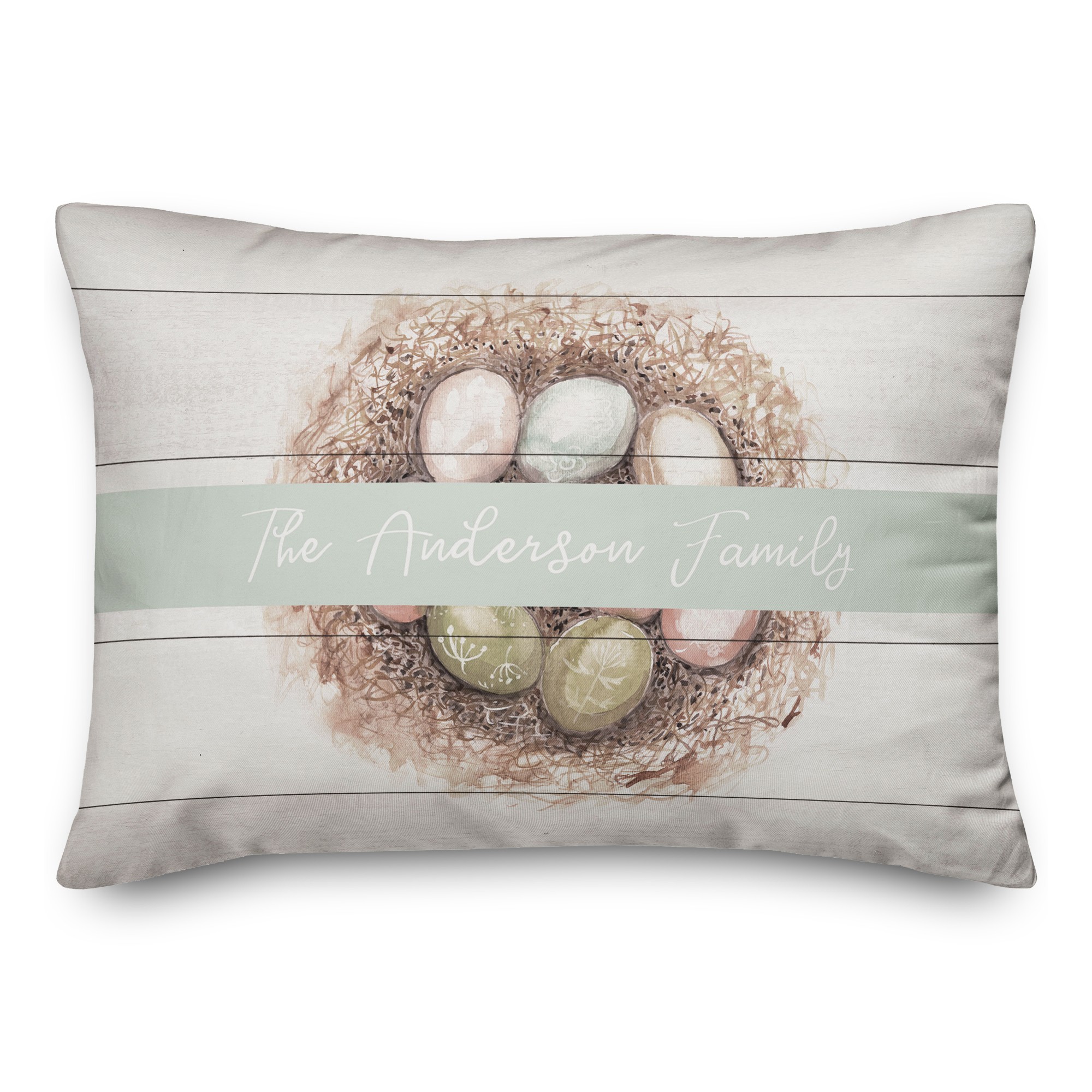 Easter Egg Nest Welcome Personalized 14x20 Indoor / Outdoor Pillow