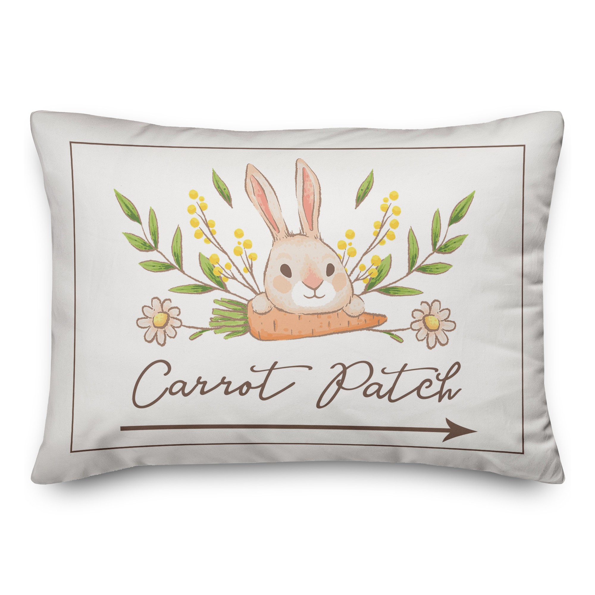 Bunny And Carrot Pattern Patch 14x20 Indoor / Outdoor Pillow