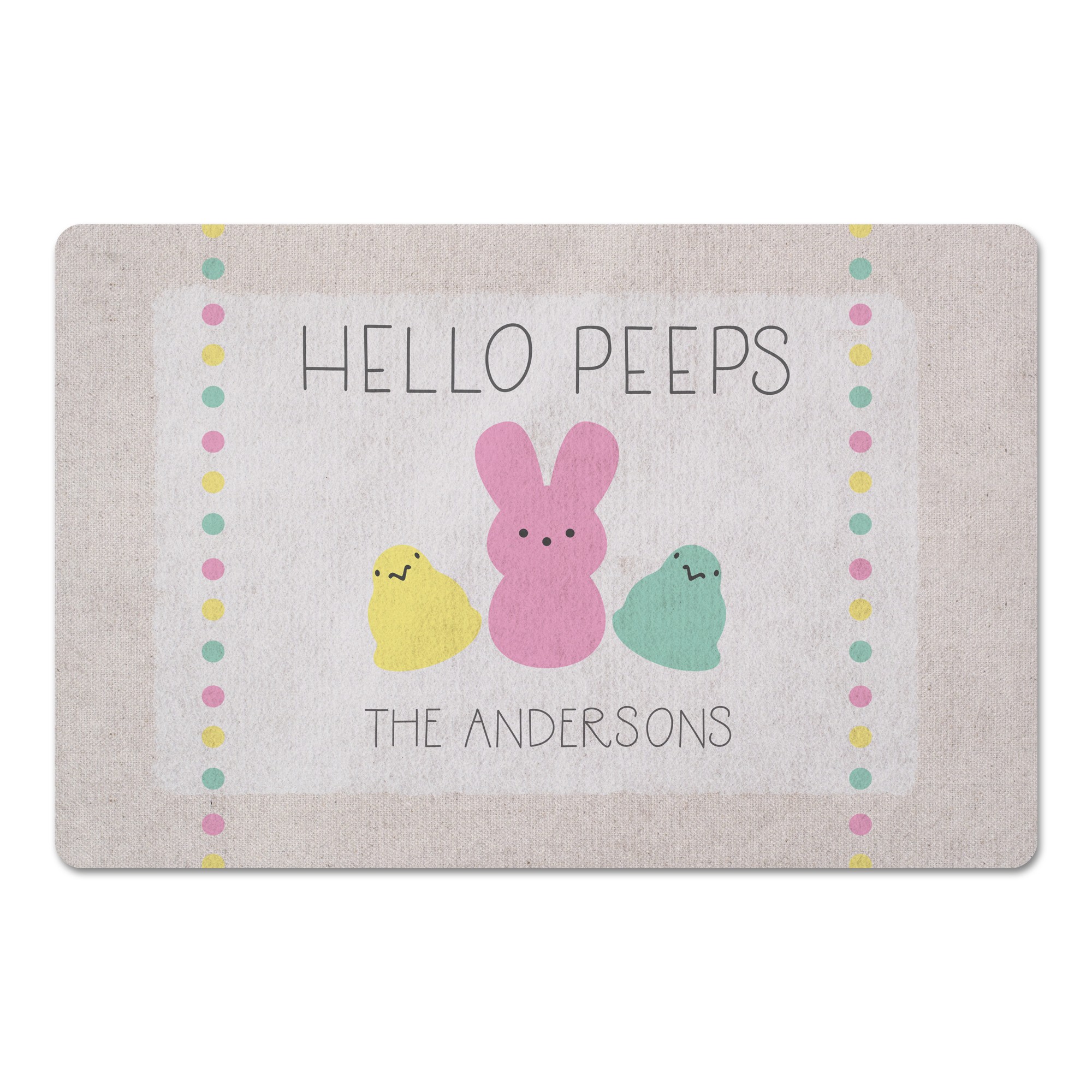 Hello Peeps Mat Personalized 27x18 Floor Mat